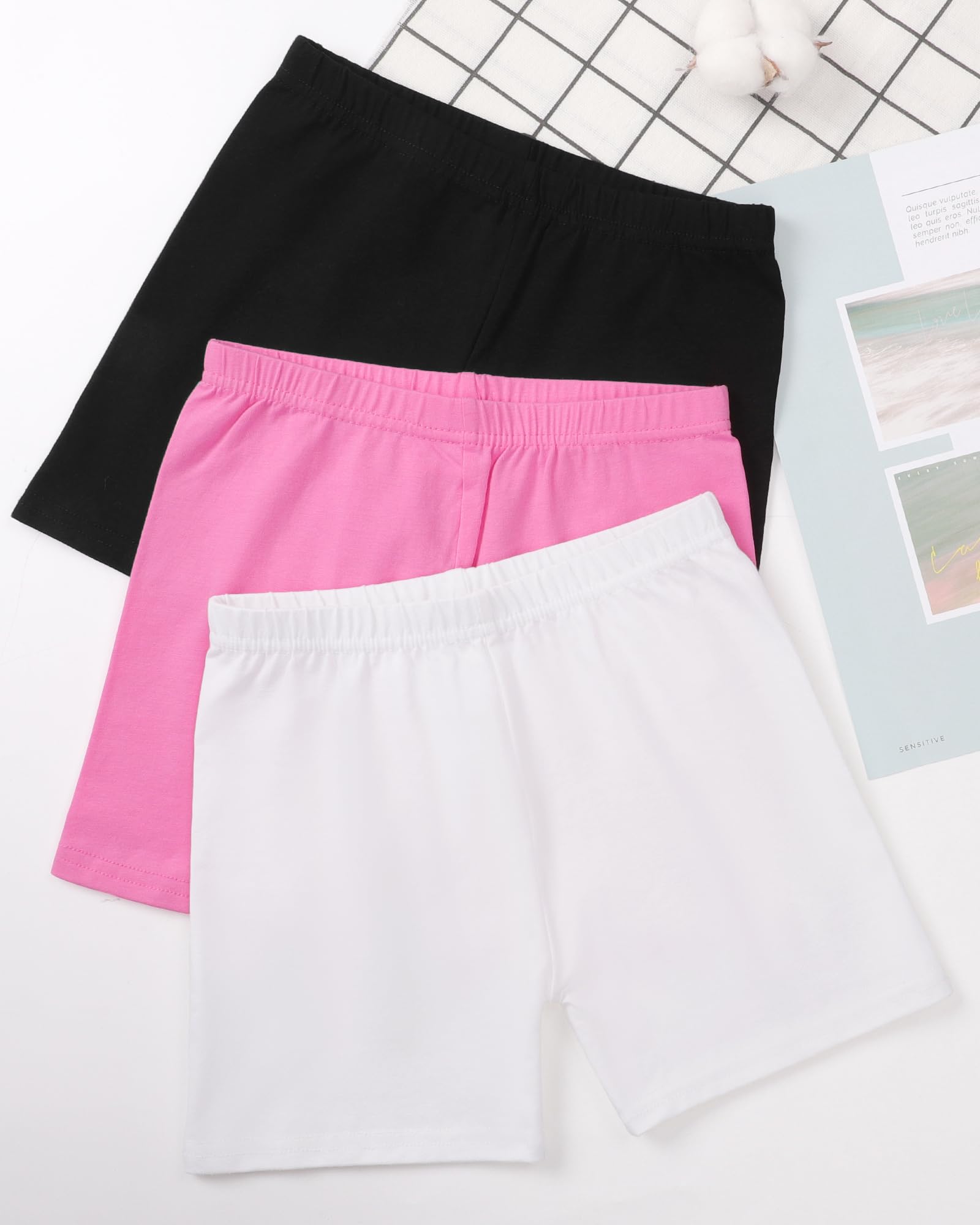 3 Pack Girls Bike Shorts - Cartwheel Shorts for Kids - Soft Cotton Under Dress Shorts - Biker Shorts for Running, Dance, Gymnastics & Play - Perfect for Sports, School & Everyday Wear