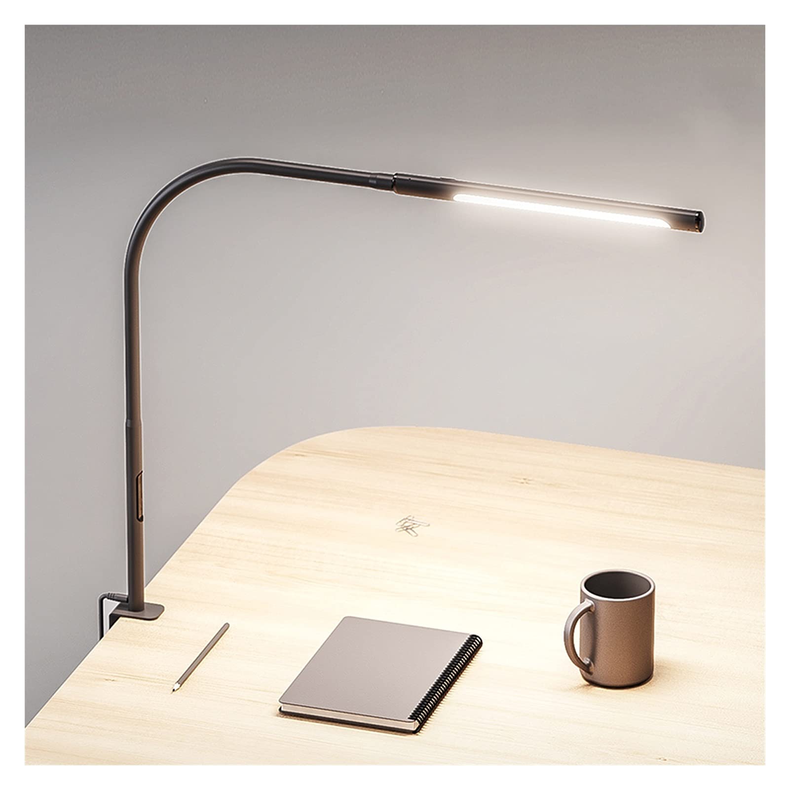 TOMYEUS 12W LED Desk Lamp with Clamp - 360° Adjustable Dimmable Touch Control Reading Light, 4 Color Modes & Stepless Dimming for Home Office, Study, and Workspace Lighting