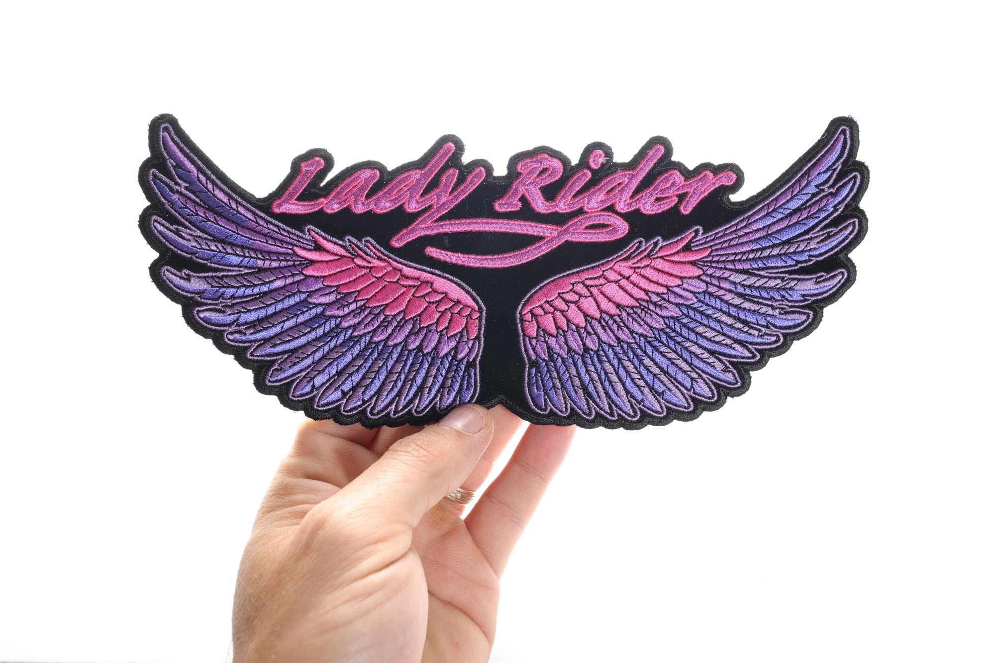 Lady Rider Wings Patch - Large Embroidered Back Patches for Women's Jackets & Vests | Biker Accessories, Motorcycle Gear, Denim Jacket Decor