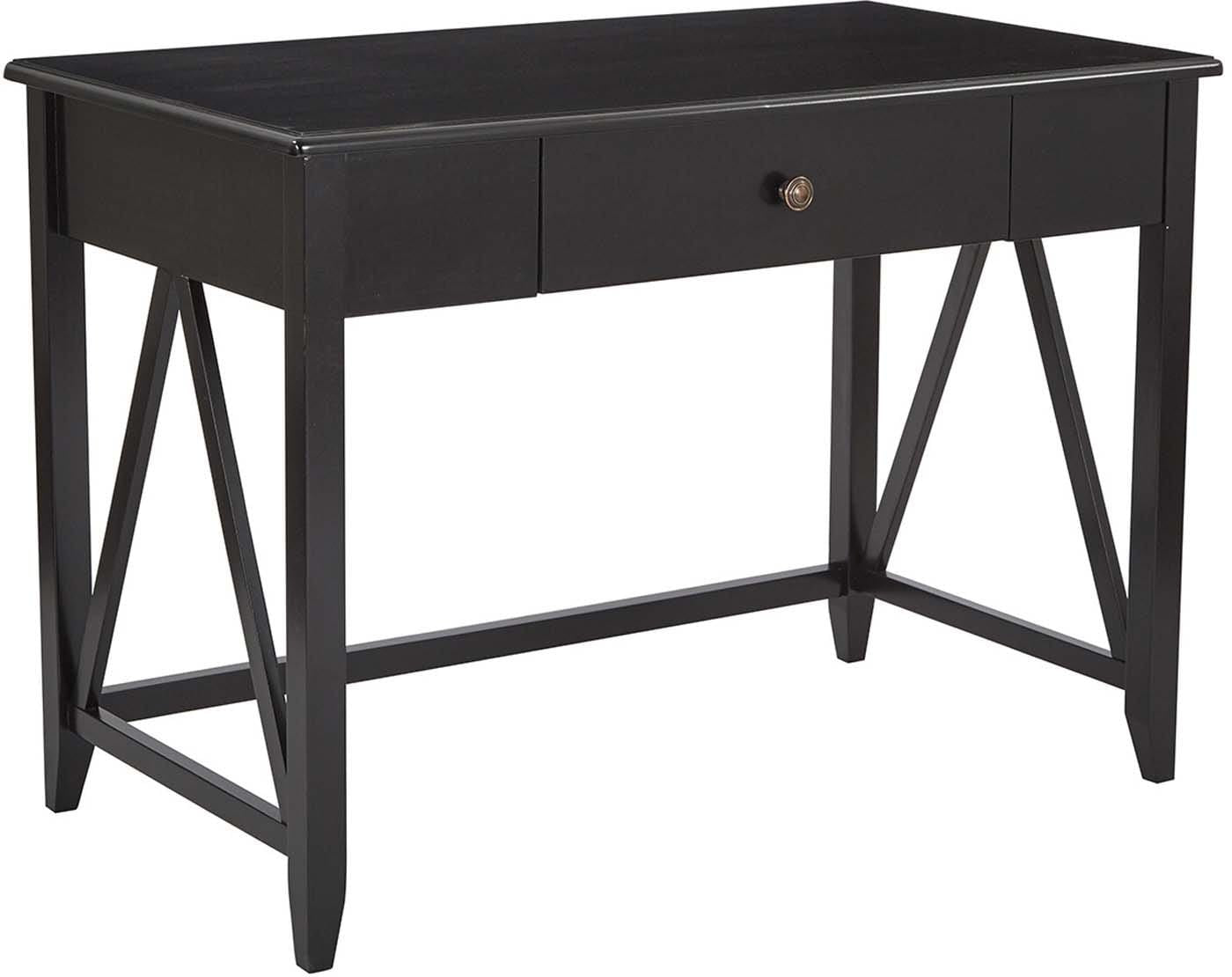 Santa Cruz Writing Desk in Black Finish - Modern Home Office Desk for Study & Work [STCZ25 BK] - Perfect for Small Spaces, Apartments & Dorm Rooms