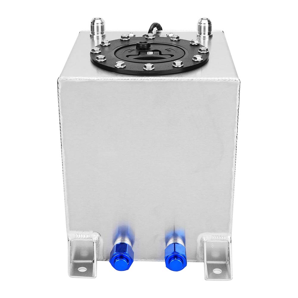 Universal 2.5 Gallon/9.5L Aluminum Alloy Fuel Cell Gas Tank with Level Sender - Durable Auto Car Accessory for Off-Road Vehicles, Racing Cars & Marine Applications