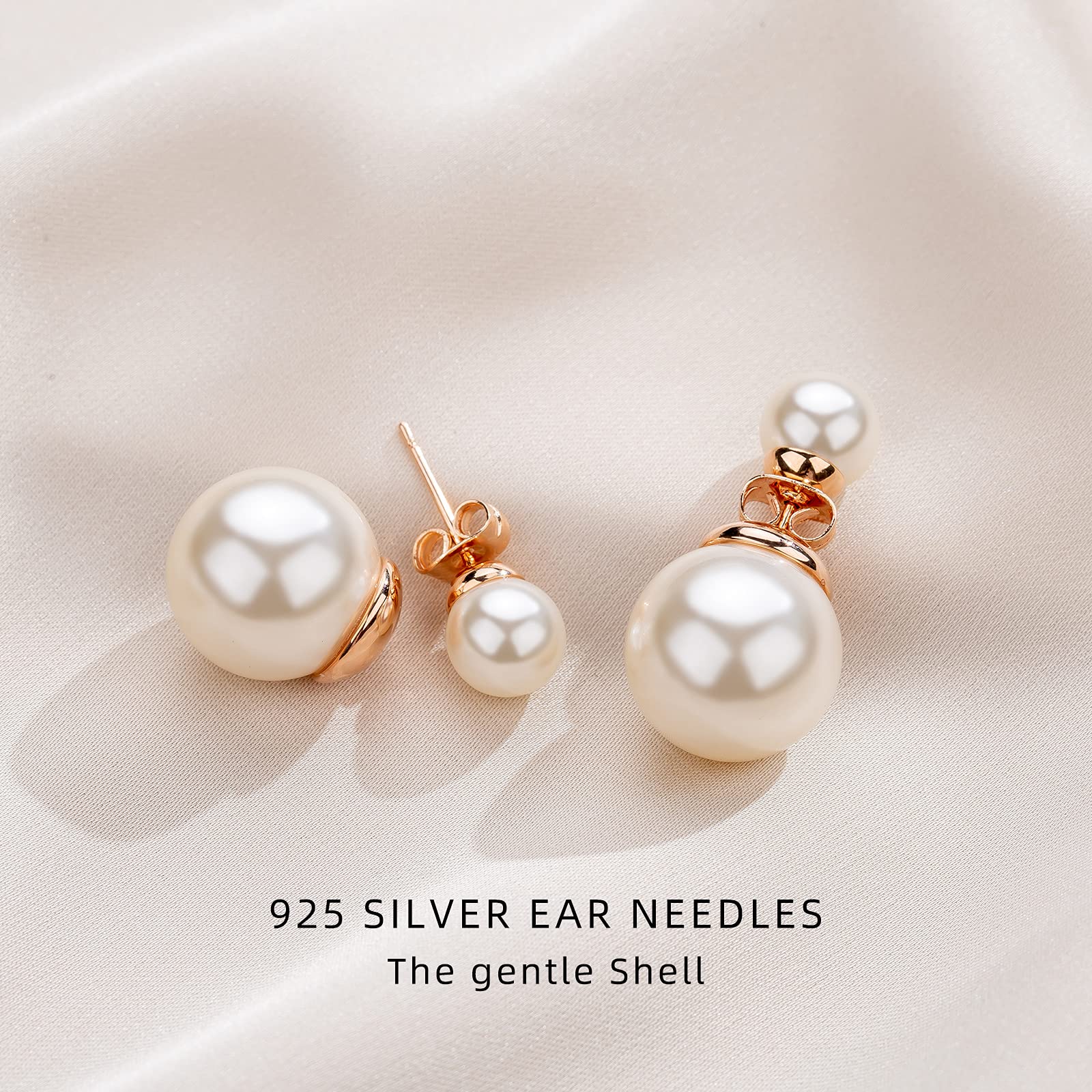 Elegant Double-Sided Pearl Earrings for Women - 925 Sterling Silver Stud Earrings with Front & Back Pearls - Perfect for Wedding, Party, Anniversary & Special Occasion Gifts
