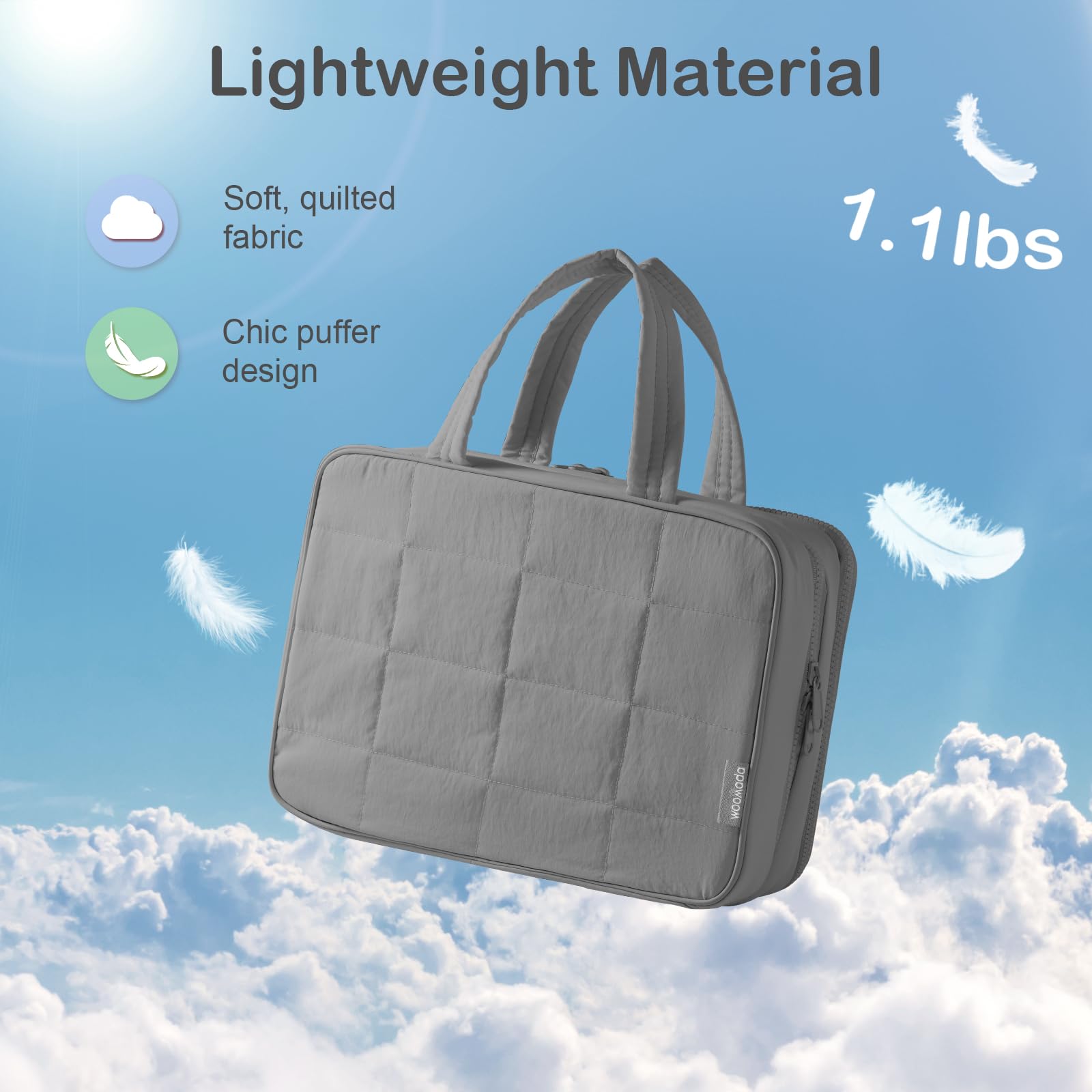 WOOMADA Hanging Travel Toiletry Bag with Jewelry Organizer - Large Waterproof Cosmetic Makeup Bag for Women | Perfect for Vacation, Business Trips & Gym Essentials (Grey)