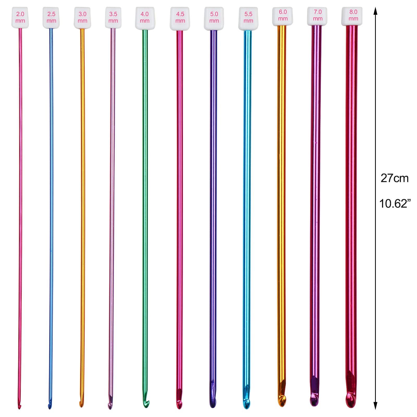 Premium Tunisian Crochet Kit - 11 Aluminum Hooks & 12 Bamboo Hooks with Cables - Extra Long Afghan Hook for Blankets, Scarves & Sweaters - Complete Crochet Set for Beginners & Experts - DIY Knitting & Crafting Projects