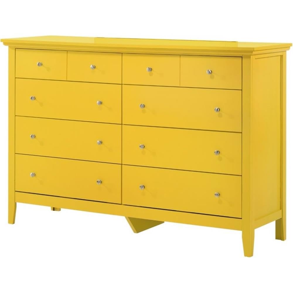 Glory Furniture Hammond 8-Drawer Yellow Dresser - Perfect for Bedroom Storage & Organization