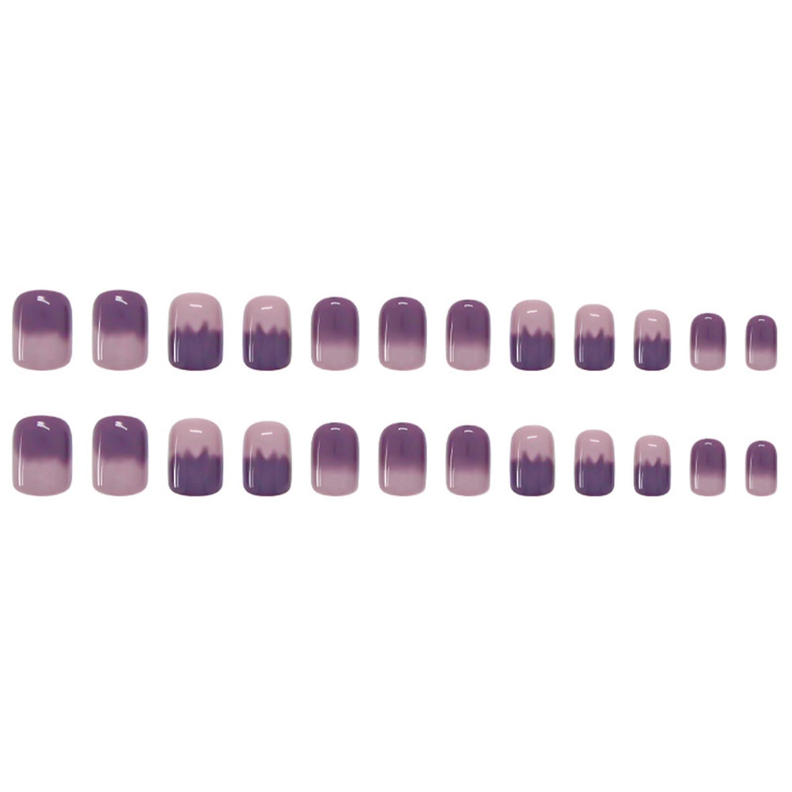 LRGUYISO Wearable Fake Nails - Taro Purple Gradient Press-On Nails, Short & Simple Detachable Nail Stickers (1ML, Size A) | Perfect for Daily Wear, Parties & Special Occasions