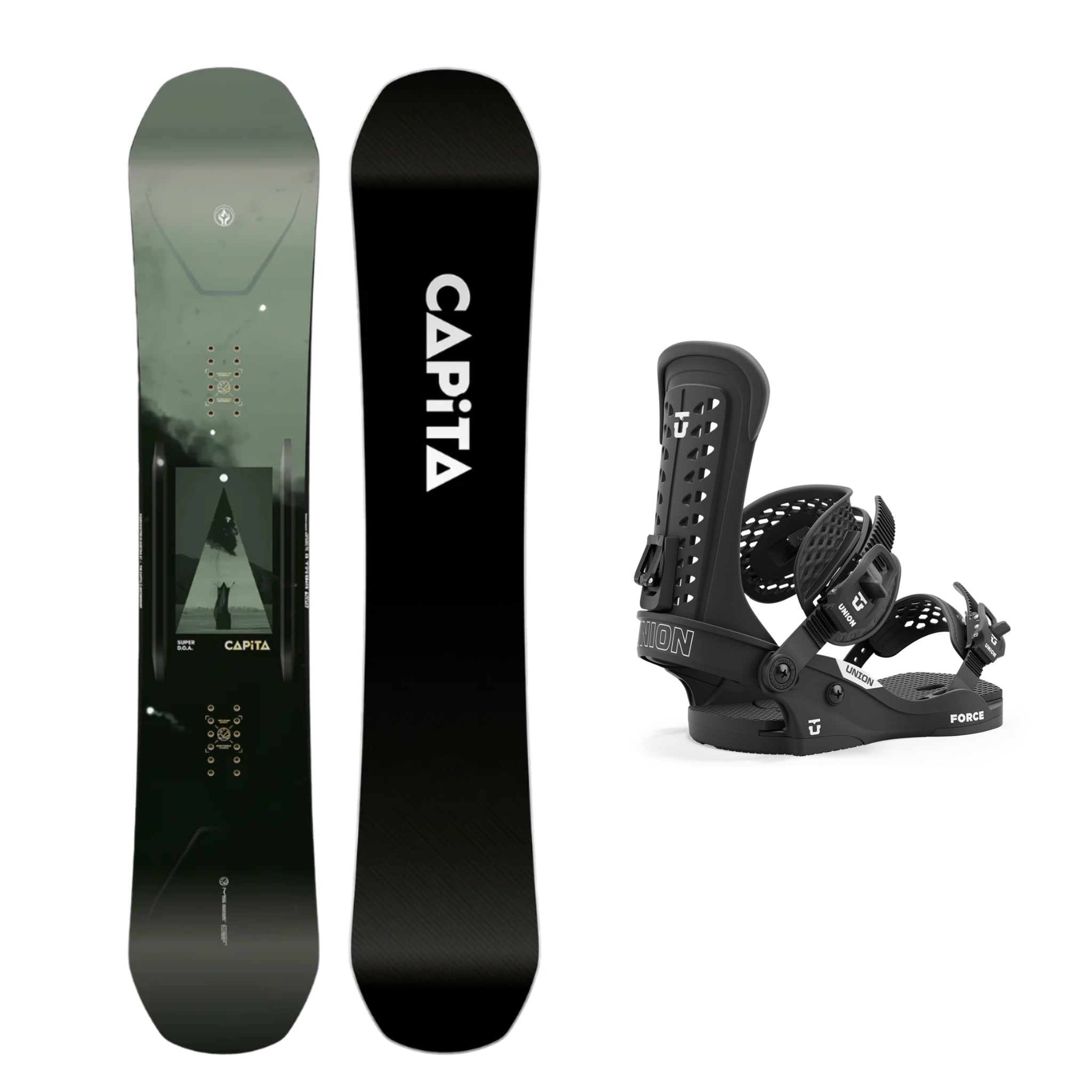**CAPiTA Super D.O.A Snowboard 2025 with Union Force Classic Bindings - All-Mountain Freestyle Snowboard for Men & Women - Perfect for Park, Powder & Backcountry Riding**