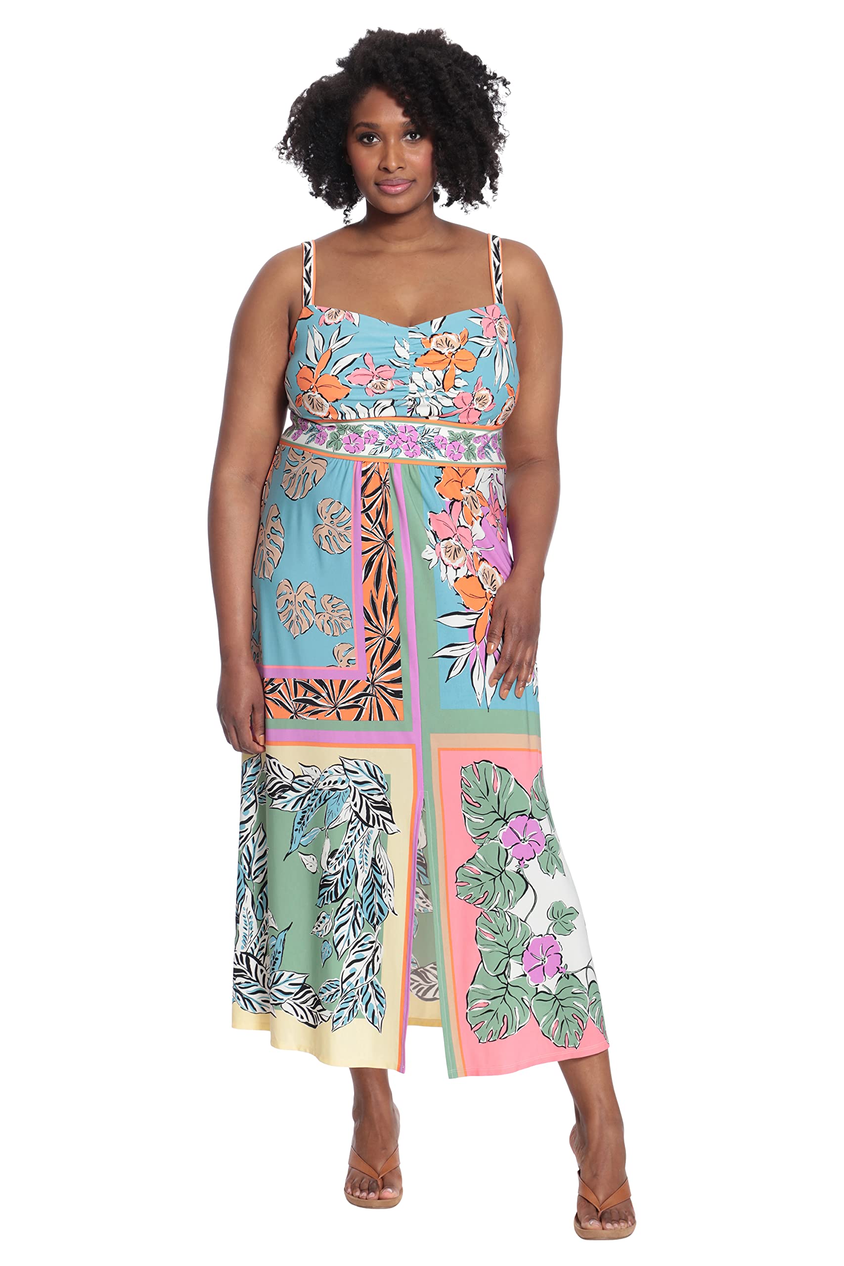 London Times Floral Maxi Dress for Women with Slit - Perfect for Summer & Beach