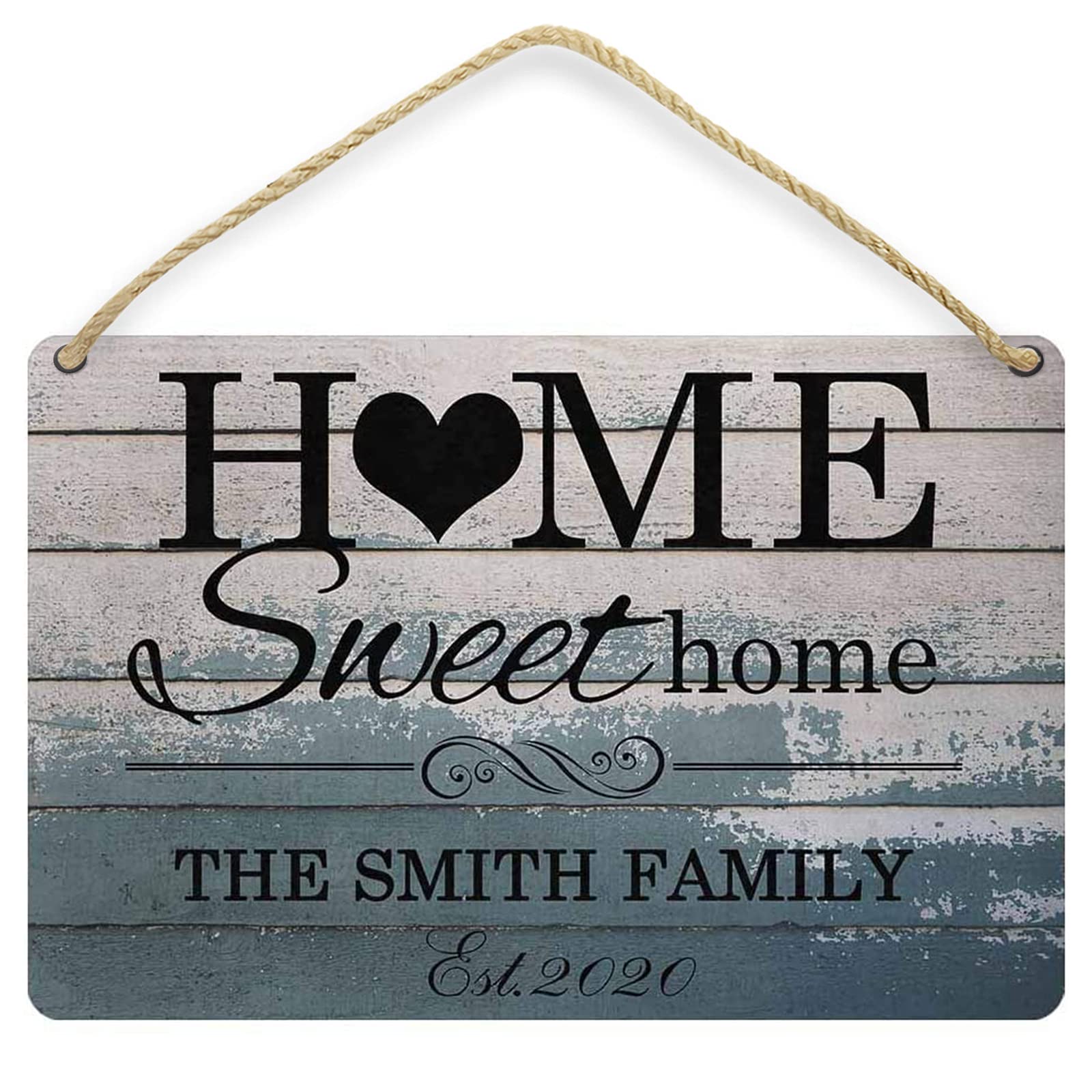 Custom Metal & Wood 'Home Sweet Home' Sign - Personalized Name Wall Decor for Family Room & Front Door - Perfect for Housewarming Gifts & Farmhouse Style Home Decor