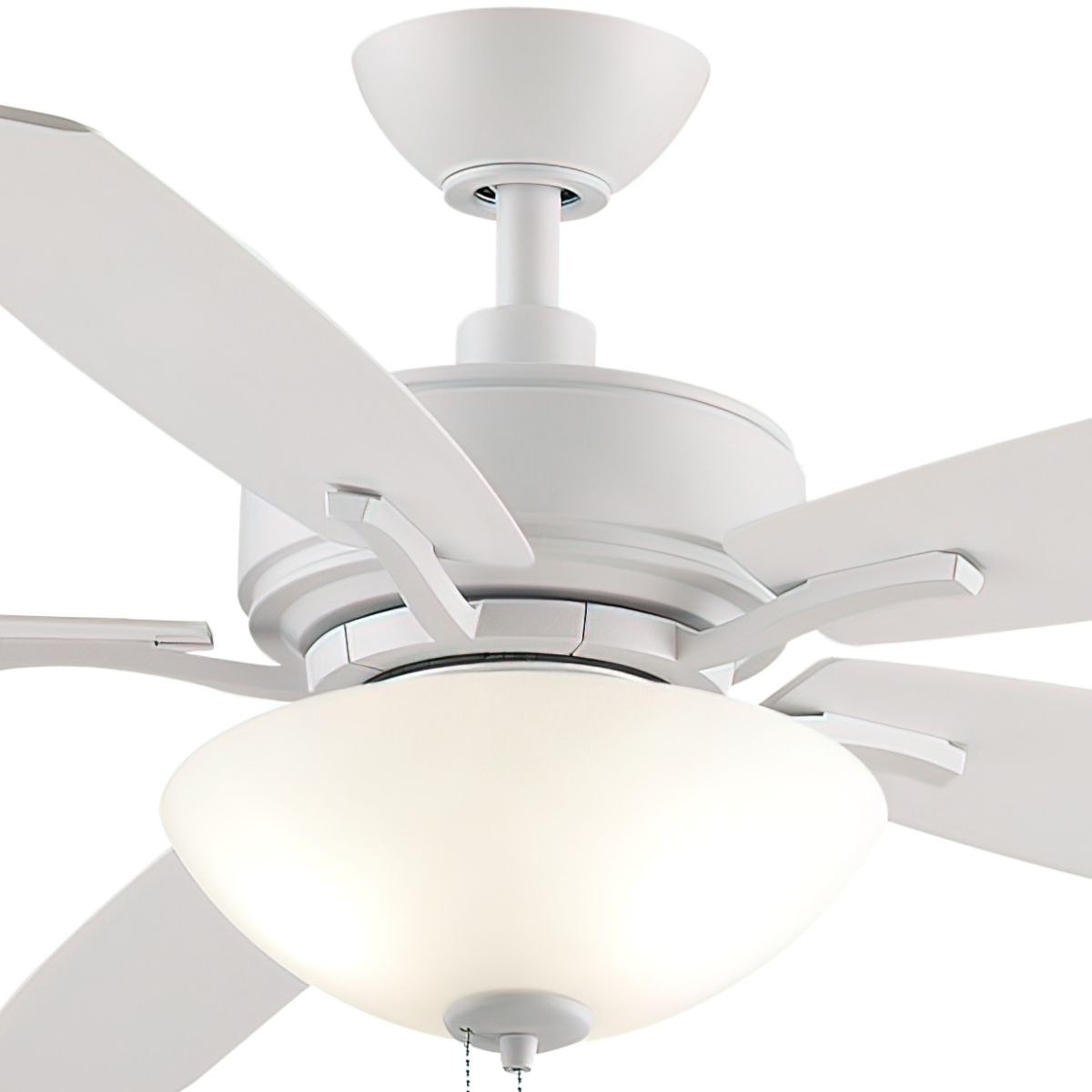 52 Inch Matte White Ceiling Fan with Light Kit & Pull Chain - Aire Deluxe Modern Design for Living Room, Bedroom & Office - Energy Efficient & Quiet Operation