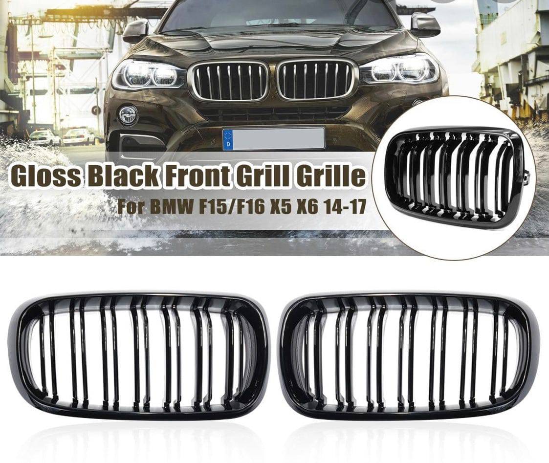2014-2017 BMW X5 X6 F15 F16 Double Spoke Gloss Black Kidney Grille - Front Grill Replacement for BMW X5 X6 Models - Perfect for Car Customization & Style Upgrade