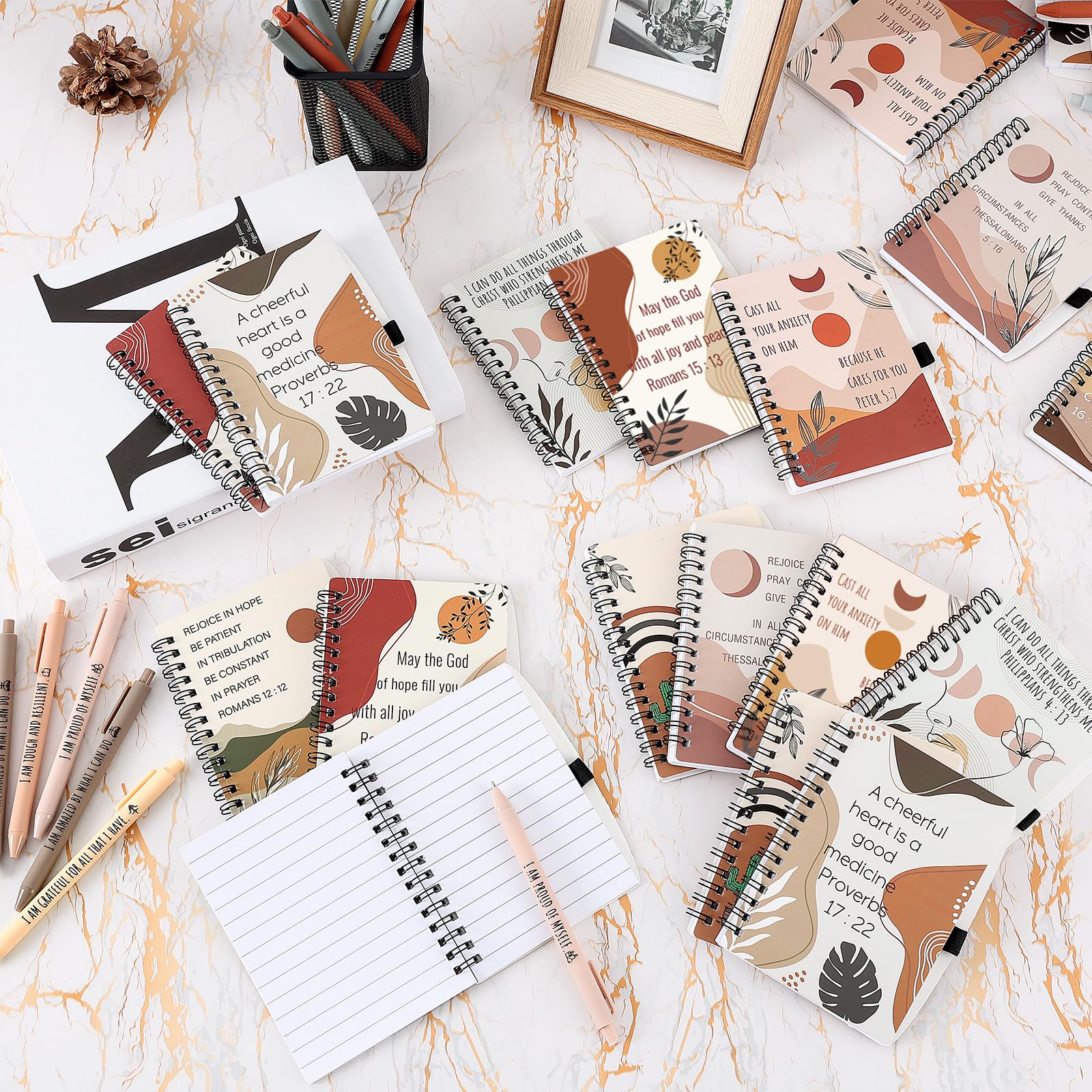 42 Pcs Christian Notebooks with Bible Verse Pens - Inspirational Gifts for Believers & Sunday School