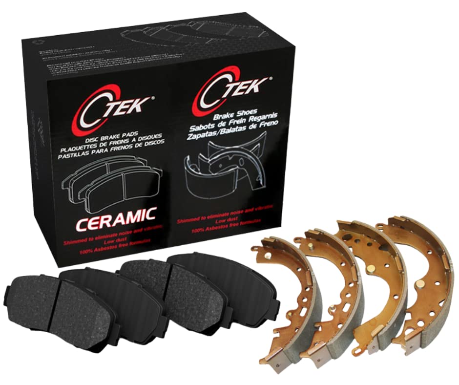 Centric FRONT & REAR Ceramic Brake Pads + Shoes - 2 Sets for Hyundai Accent & Kia Rio/Rio5 | High-Performance Braking for City Driving & Daily Commutes
