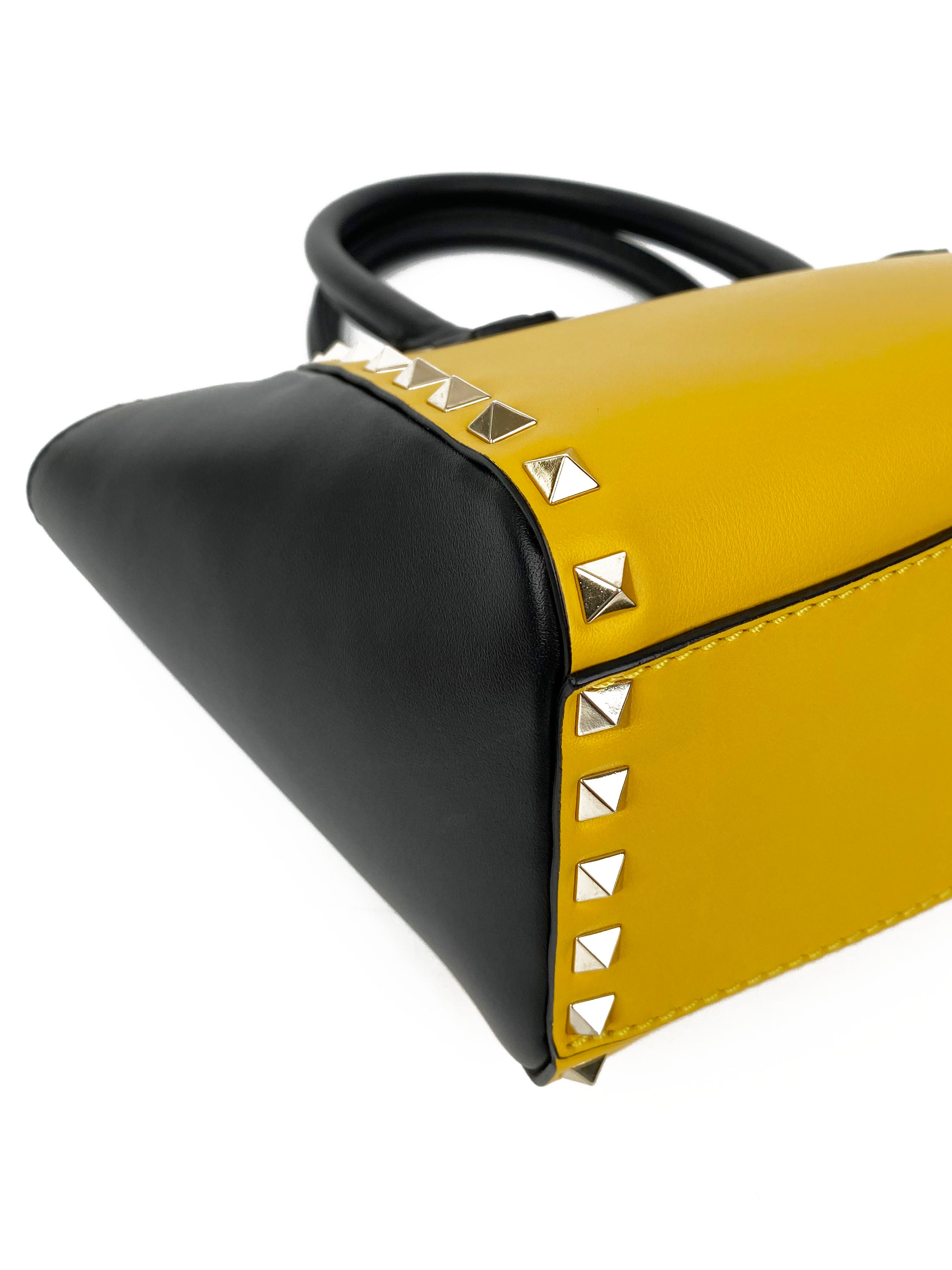 Valentino Black & Yellow Rockstud Handbag for Women | Luxury Designer Shoulder Bag | Perfect for Evening Parties, Date Nights & Special Occasions