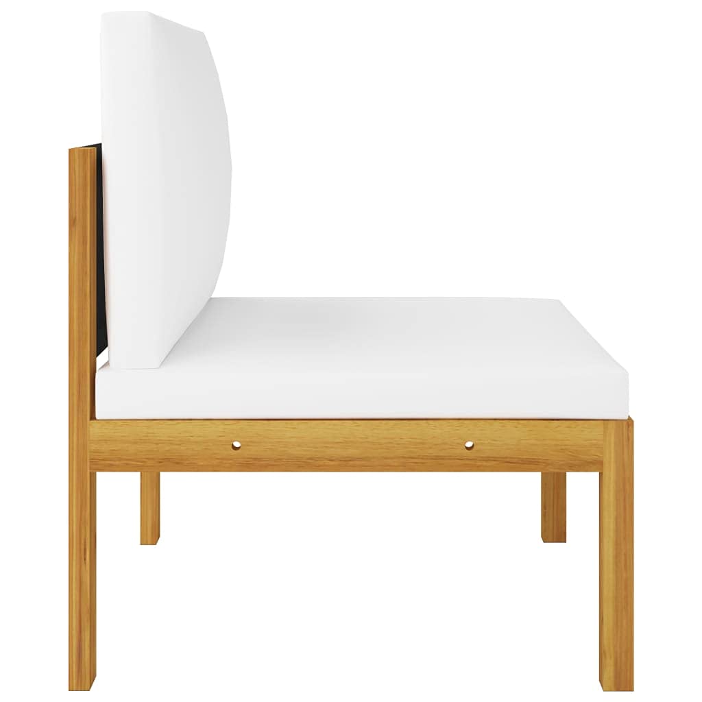 Premium Acacia Wood Patio Middle Sofa - Modular Outdoor Furniture with Comfortable Padded Cushions & Unique Rope Backrest - Durable Garden Seating for Patio, Deck, Poolside or Backyard Relaxation