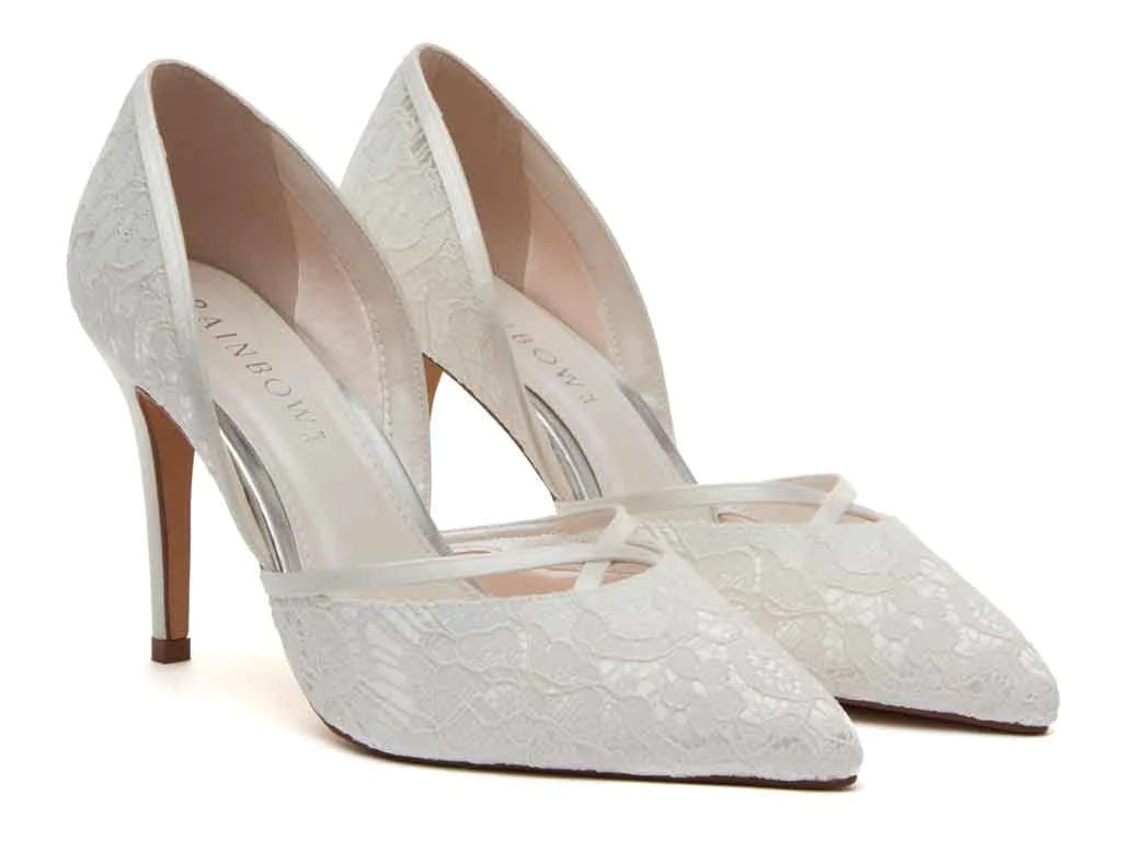 Rainbow Club Georgia Ivory Lace Wedding Heels - Elegant Bridal Shoes for Women, Perfect for Ceremony, Reception & Photoshoot