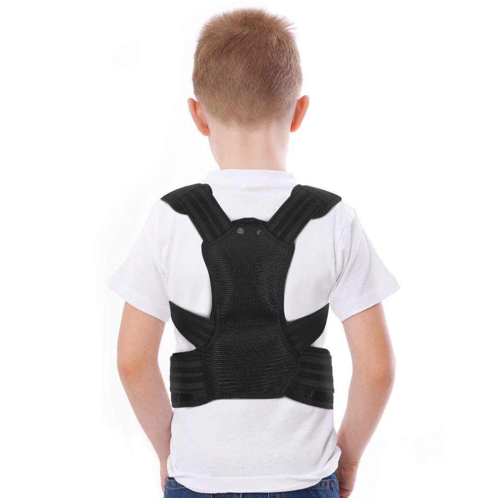 Adjustable Upper Back Brace for Kids & Teens - Posture Corrector with Shoulder Pads - Comfortable Support for Scoliosis, Kyphosis & Poor Posture - Ideal for School, Gaming & Daily Activities