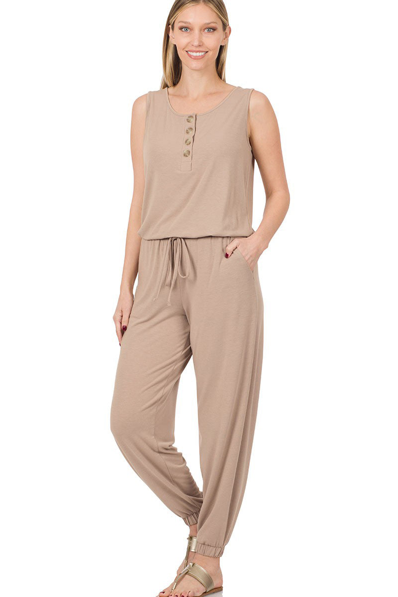 Women's Jogger Jumpsuit with Pockets - Comfortable Casual Romper for Lounge Wear, Running Errands & Travel Outfits