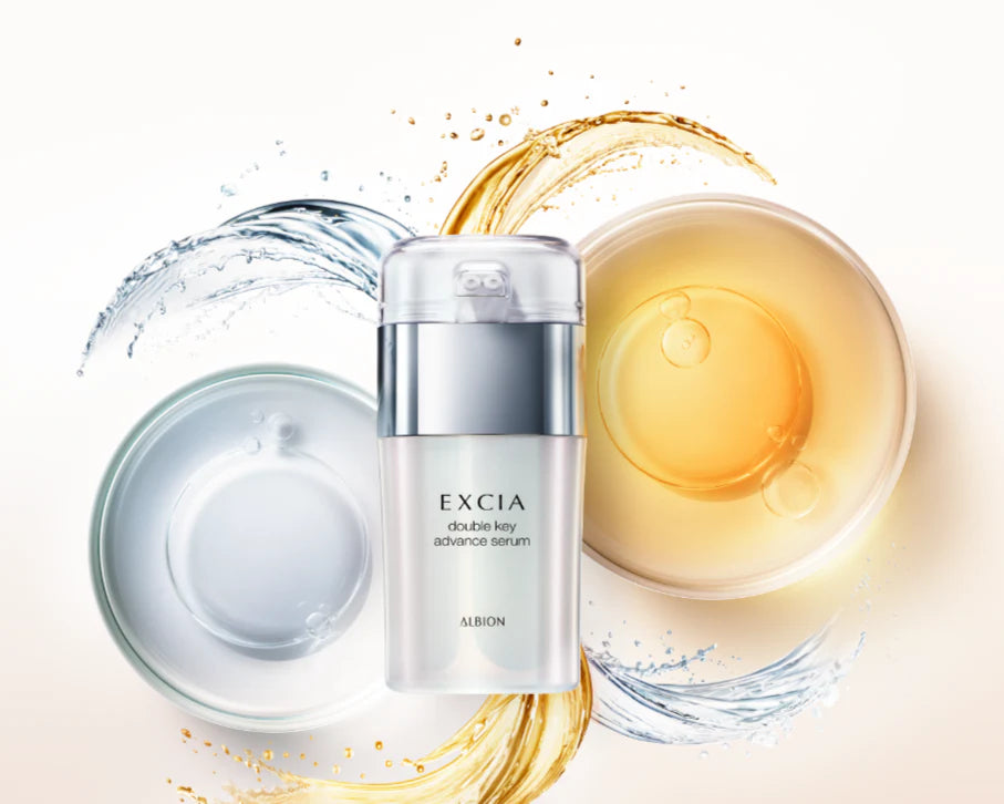 ALBION Excia Double Key Advance Serum - Brightening & Anti-Aging Face Serum for Glowing Skin | Perfect for Night Routine & Skincare Regimen