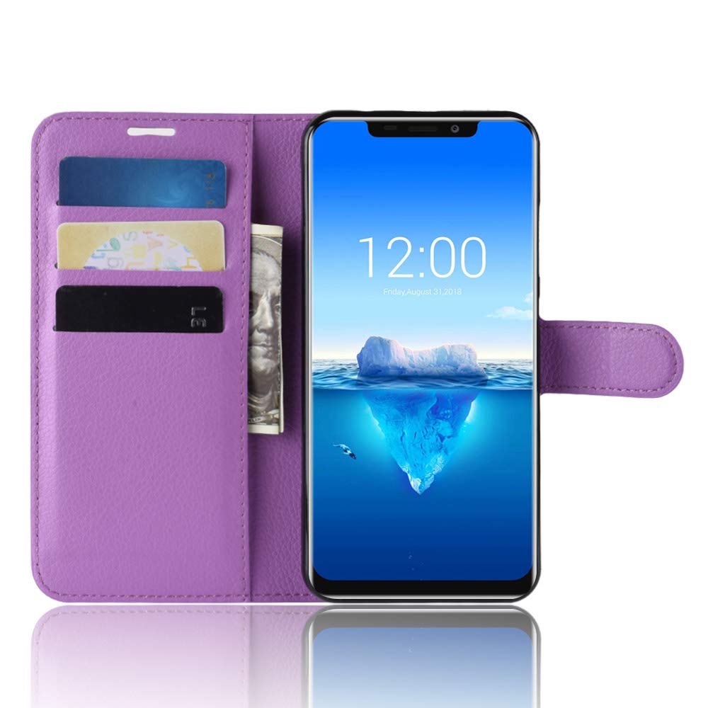 Oukitel C12 Pro Wallet Case with Card Slots & Magnetic Closure - Purple Phone Cover for Daily Protection