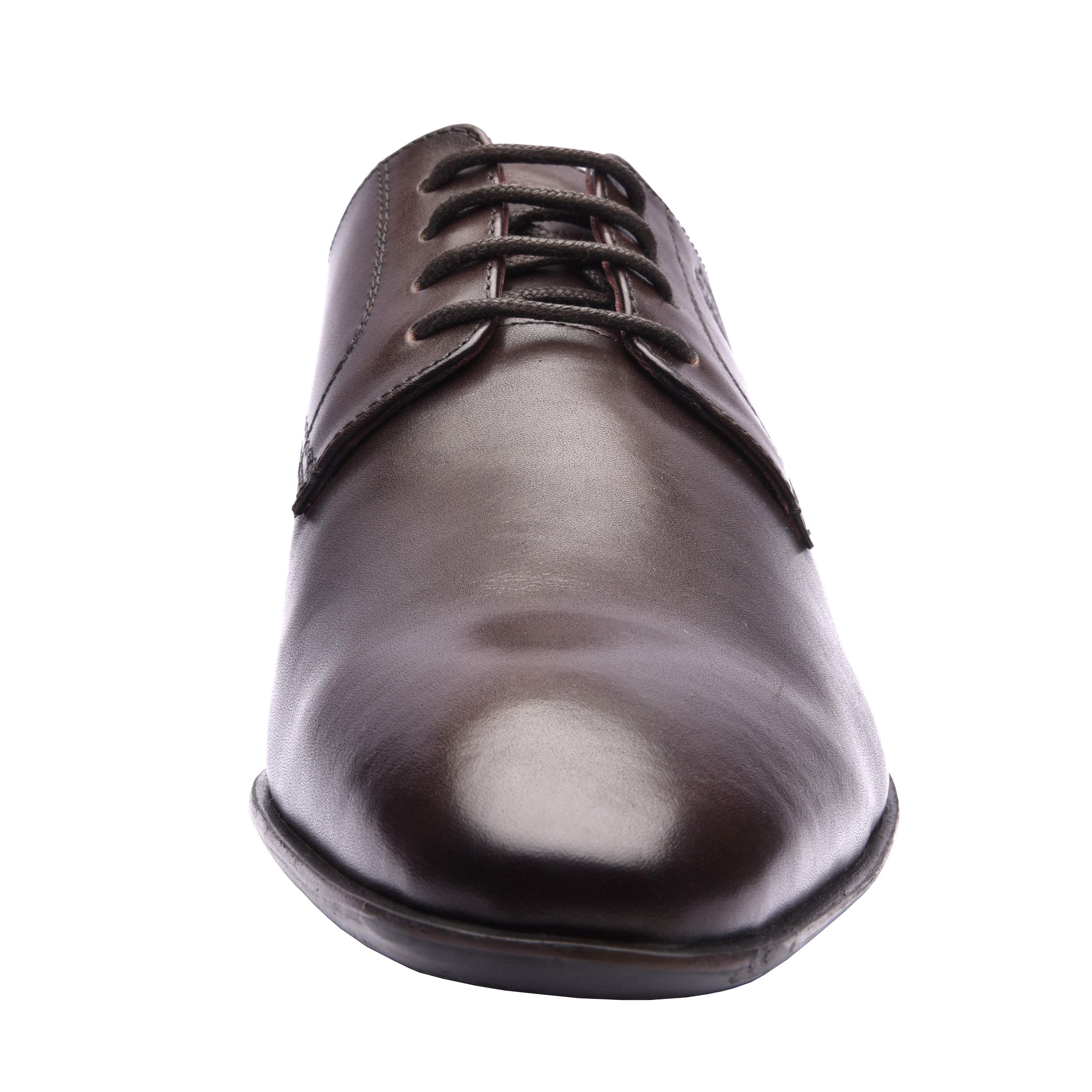 Amoux Genuine Leather Men's Oxford Dress Shoes - Plain Toe Business Formal Shoes with Comfortable TPR Sole - Black US 8 - Perfect for Office Wear, Weddings & Professional Occasions
