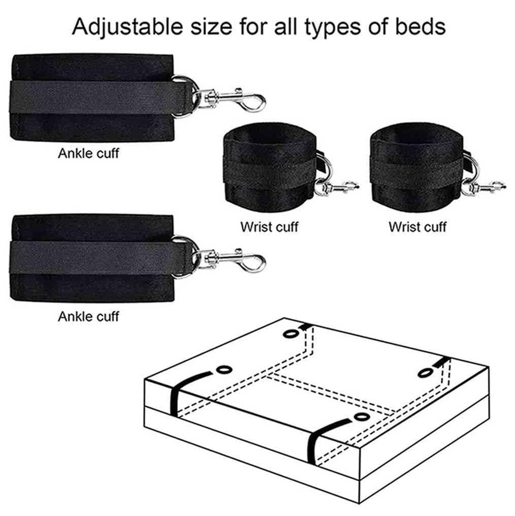 Premium Under Bed Restraint System - Bondage Kit for Couples with Wrist & Ankle Cuffs, Blindfold & Adjustable Straps (King/Queen Size) - Perfect for Spicing Up Your Bedroom, BDSM Play & Romantic Nights