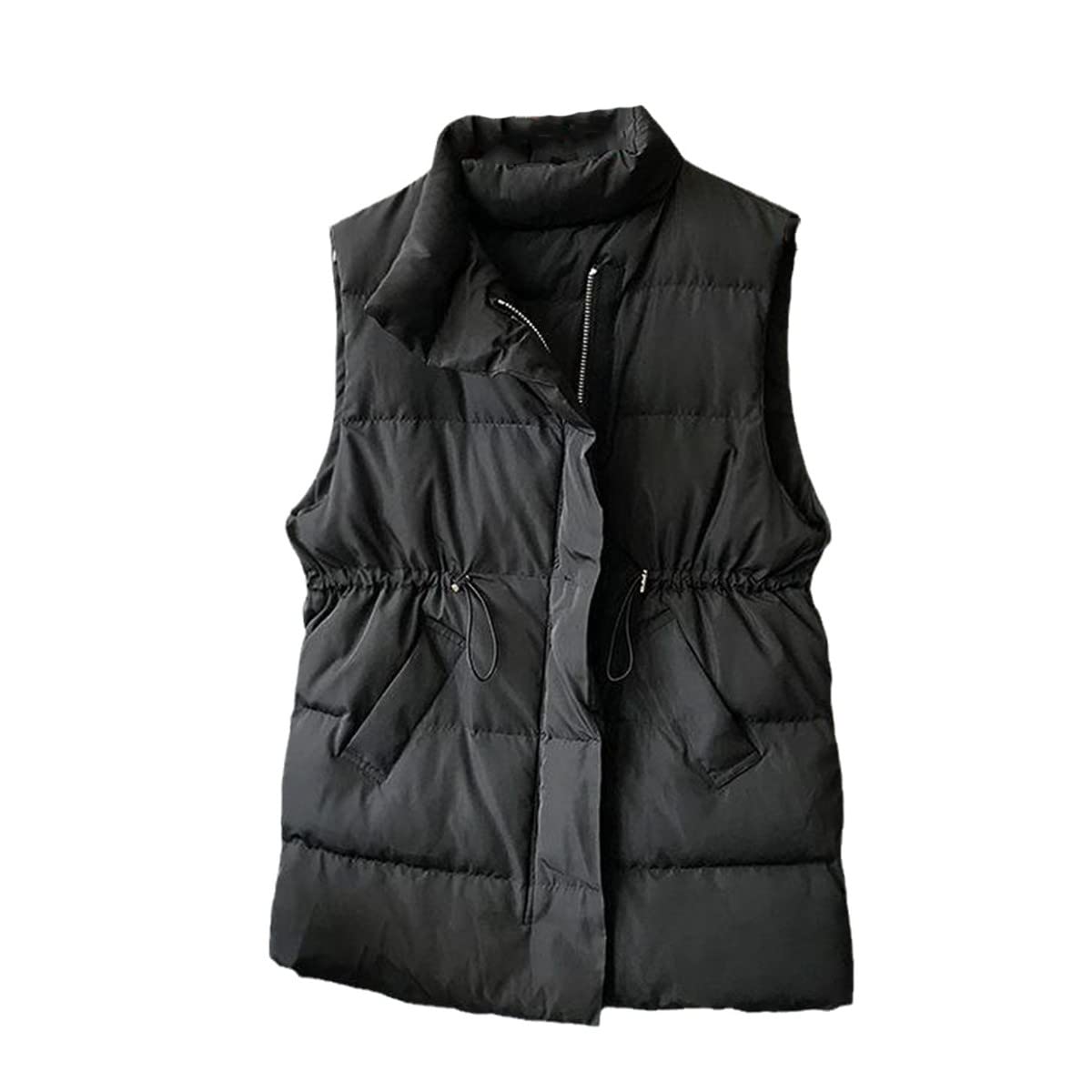 Women's Winter Vest - Long Waistcoat Jacket with Stand-Up Collar | Korean Style Cotton Puffer Coat for Cold Weather | Perfect for Office Wear, Outdoor Activities & Fashion Layering