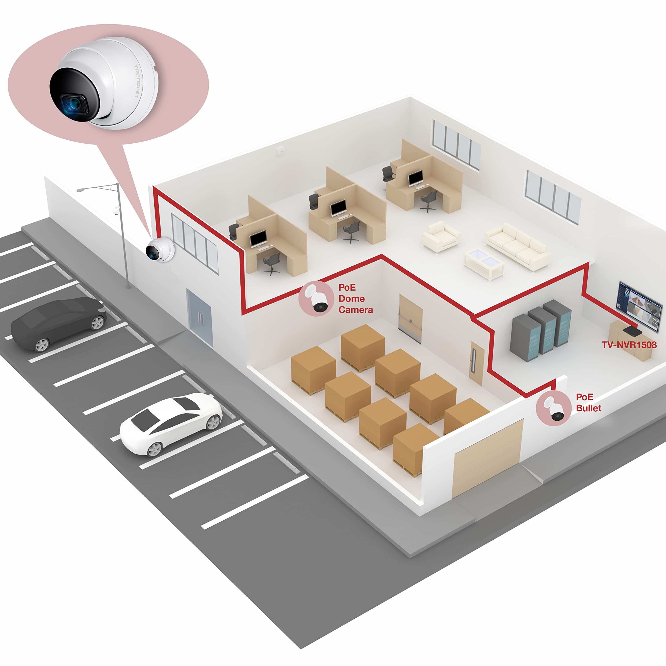 TRENDnet TV-IP1515PI 5MP H.265 PoE IP Security Camera - Indoor/Outdoor Weatherproof IP66, 30m IR Night Vision, MicroSD Slot - Ideal for Home & Business Surveillance, Parking Lots & Perimeter Monitoring