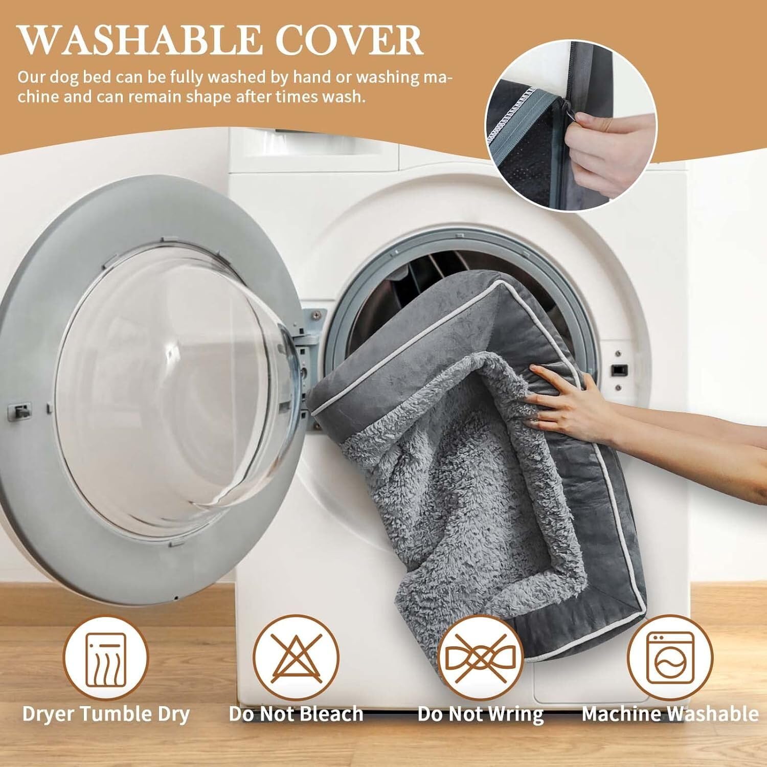Premium Orthopedic Dog Bed for Large Dogs - Waterproof, Washable Removable Cover & Non-Slip Bottom - Extra Comfort Foam Support - Perfect for Living Room, Bedroom or Crate (Large Size, Grey)