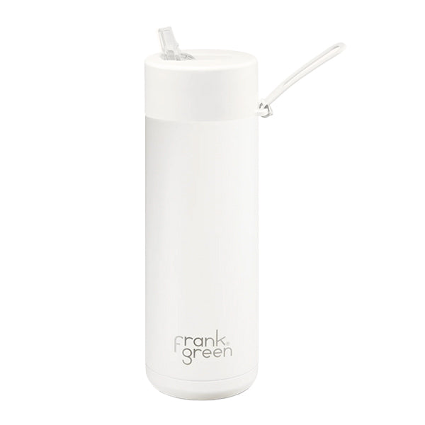 Frank Green Ceramic Reusable Water Bottle - 18oz Leakproof Vacuum Insulated Stainless Steel Travel Mug for Hot & Cold Drinks - Perfect for Office, Gym, Hiking and Outdoor Activities