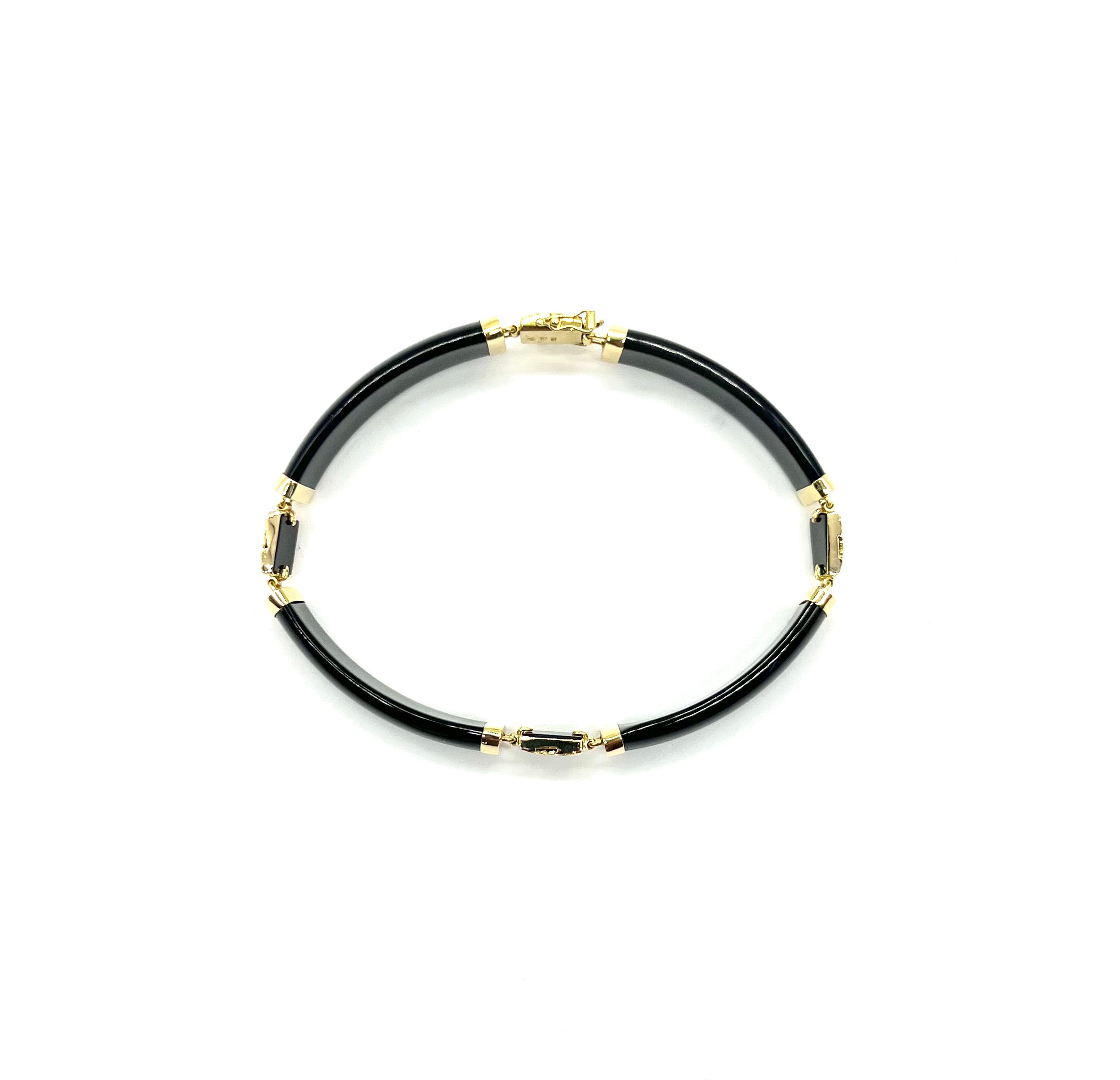 Black Onyx Link Bar Bracelet for Women - Elegant Adjustable Crystal Beaded Jewelry for Everyday Wear & Special Occasions