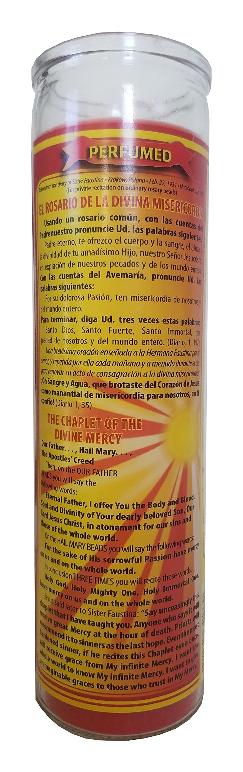 Divine Mercy Red Scented Pillar Candle - Religious Home Decor, Prayer Altar Candle, Catholic Church Supplies for Meditation & Spiritual Healing