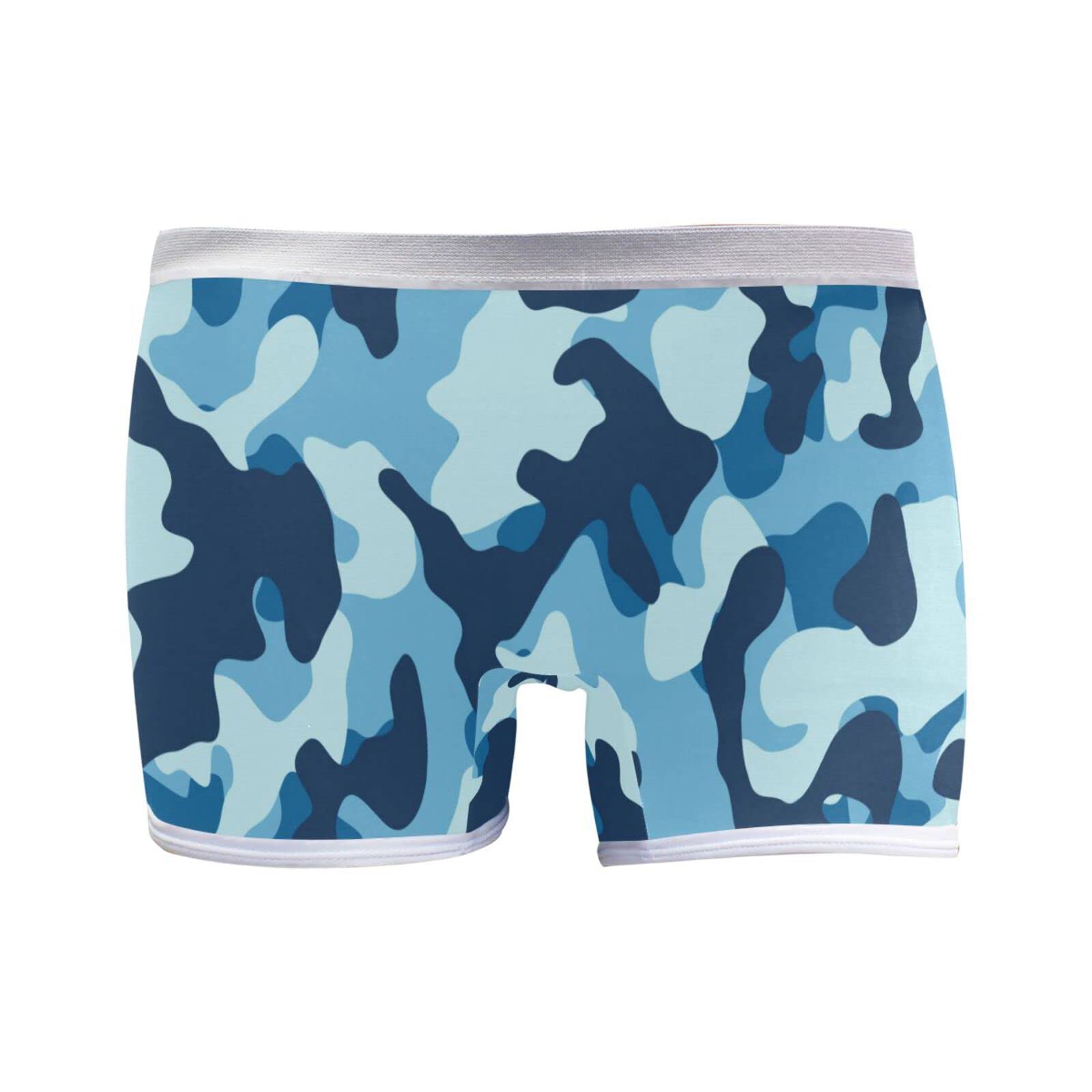 **JHKKU Women's Boyshort Underwear - Blue Camo Print, Comfortable Sleep Boxer Briefs for Lounge & Nightwear**    (优化点：   1. 增加核心关键词 