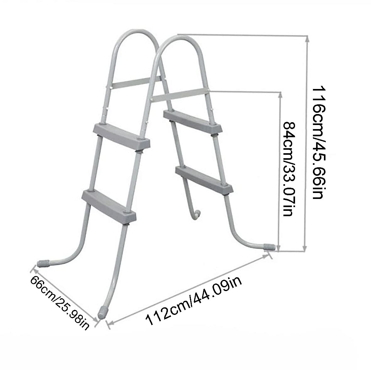 33Inch Above Ground Swimming Pool Ladder - 2 Step A-Style Metal Frame with Non-Slip Plastic Steps, Gray | Heavy Duty Steel Construction for Safety | Perfect for Inground & Above Ground Pools, Backyard, Vacation Homes