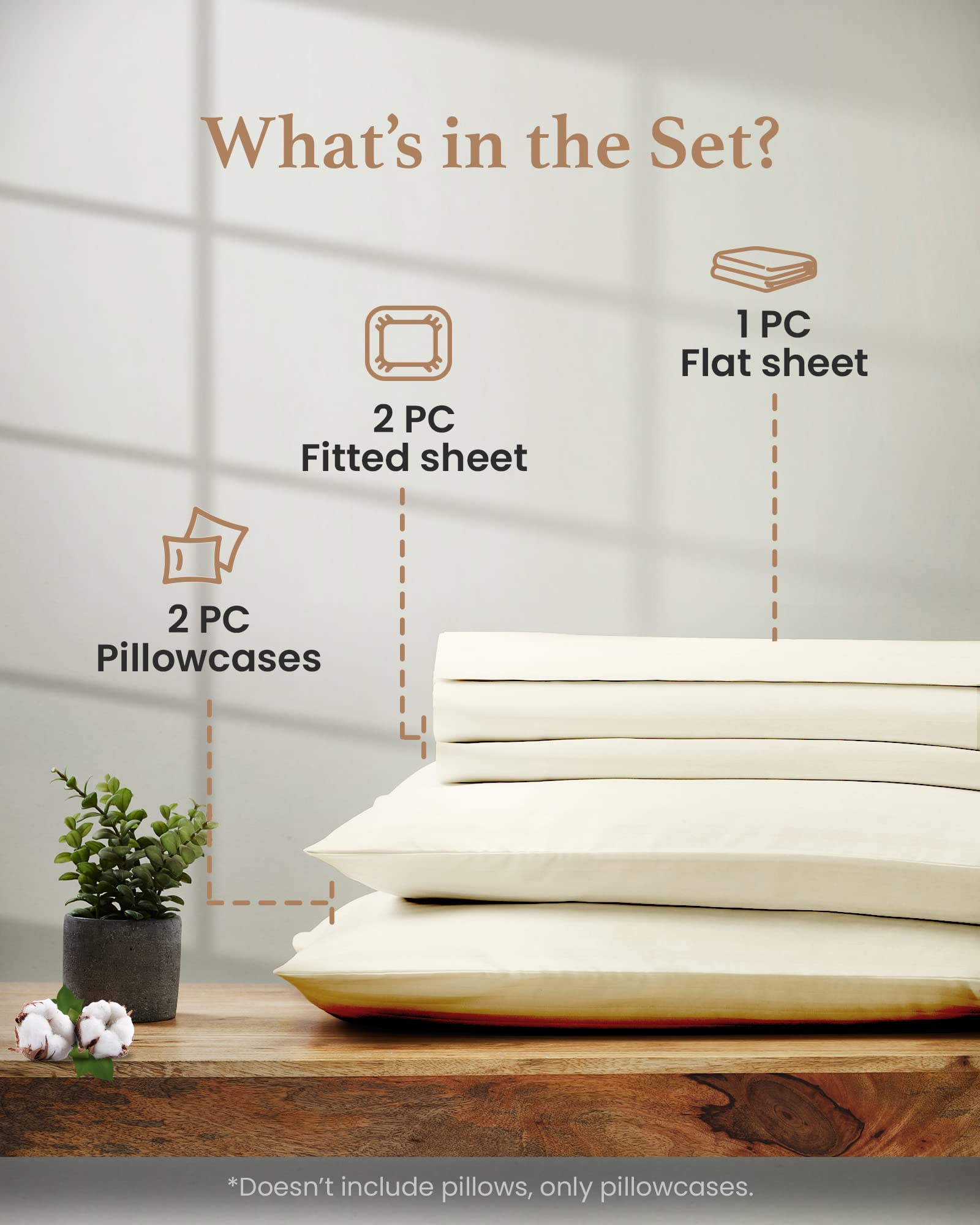 Luxury 1000 TC Egyptian Cotton Split King Sheet Set - 5 Piece 100% Cotton Sateen Bedding for Adjustable Beds, 2 Fitted Sheets with 16