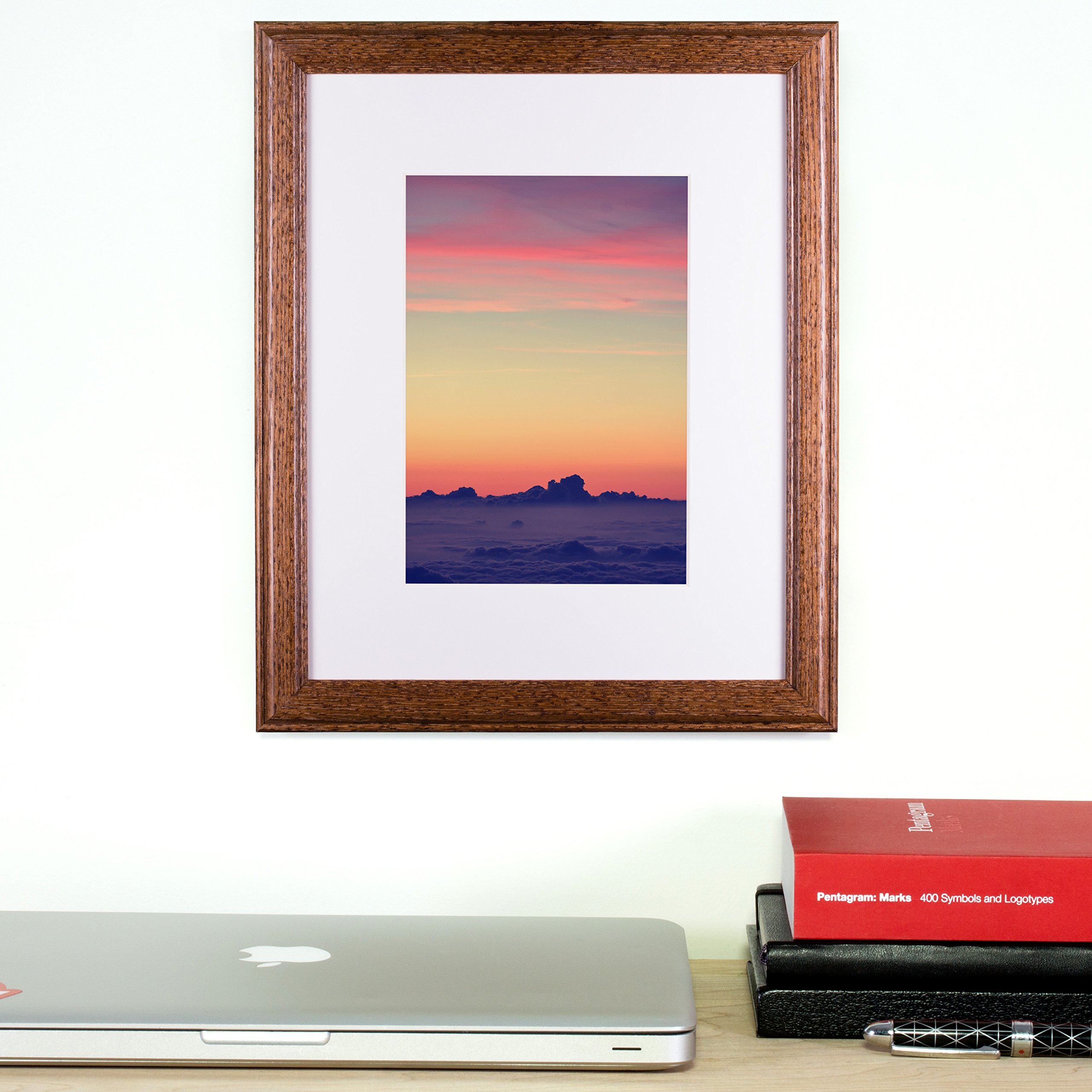 Craig Frames Wiltshire 236 - Premium Brown Hardwood Picture Frame with White Mat for 12x18 or 16x24 Inch Photos | Perfect for Home Decor, Office Display & Gift Giving
