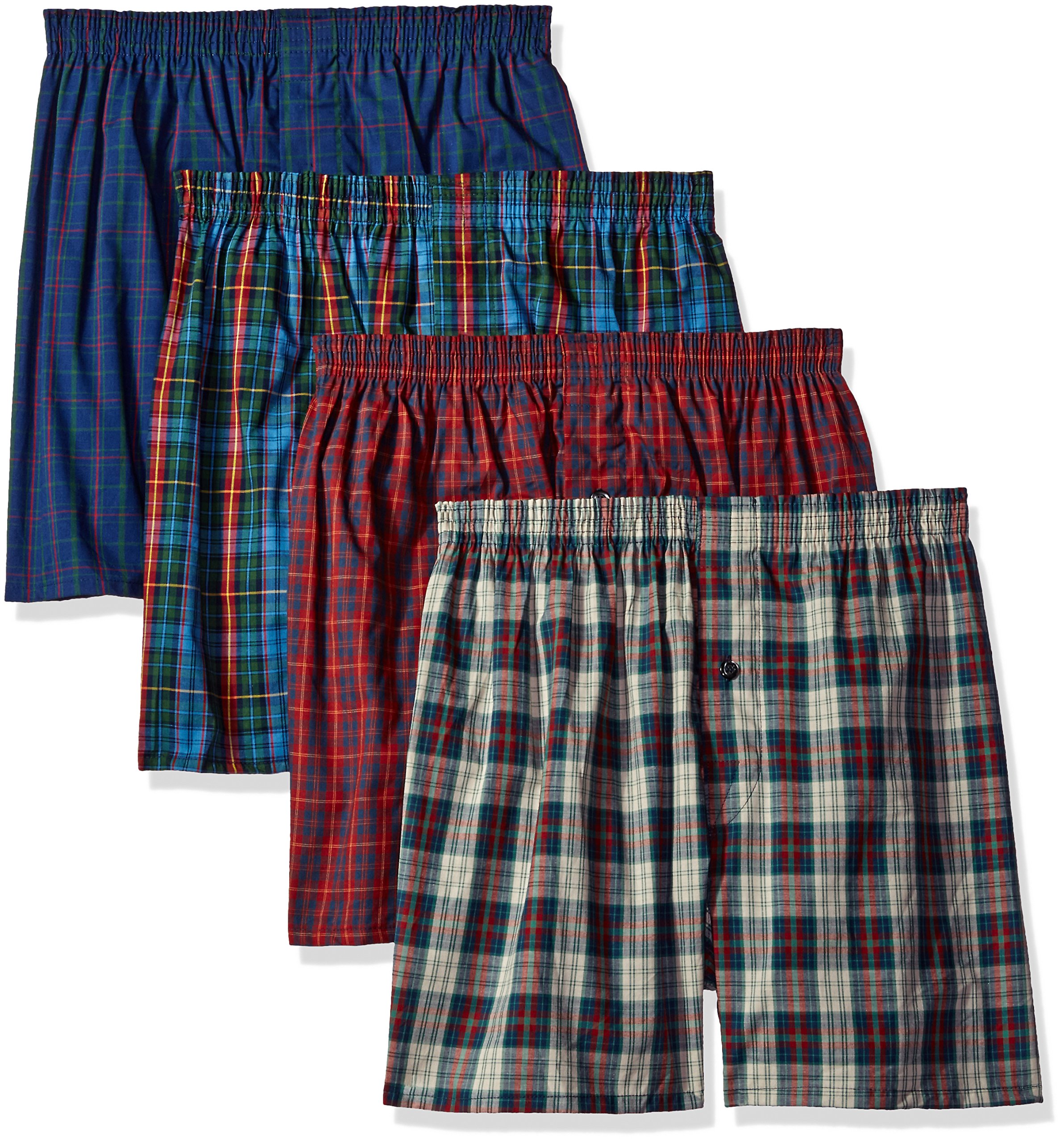 Fruit of the Loom Men's Premium Cotton Woven Boxer Briefs (4-Pack) - Soft & Breathable Underwear for Everyday Comfort, Workout & Sleep