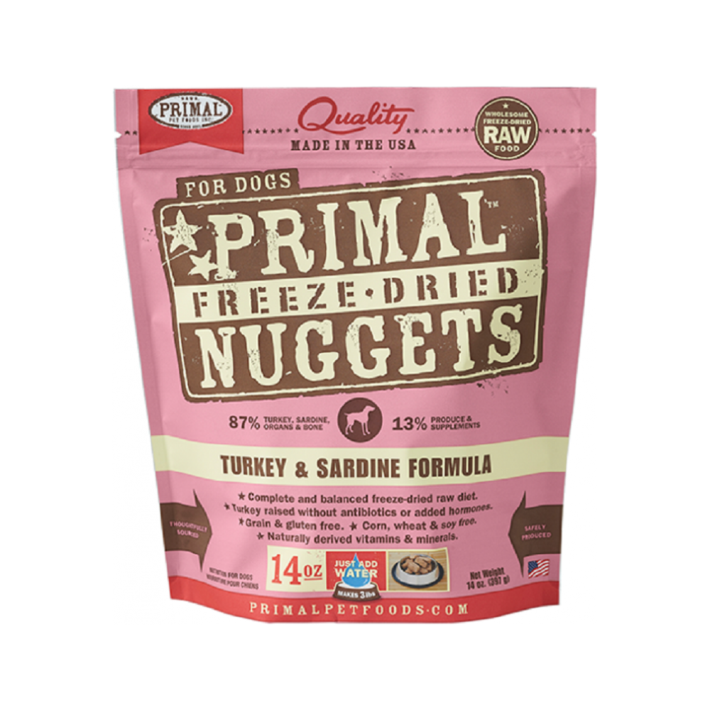 Freeze Dried Turkey & Sardine Nuggets Dog Food - High Protein Grain-Free Treats for Small & Large Dogs - Perfect for Training, Rewards & Outdoor Adventures