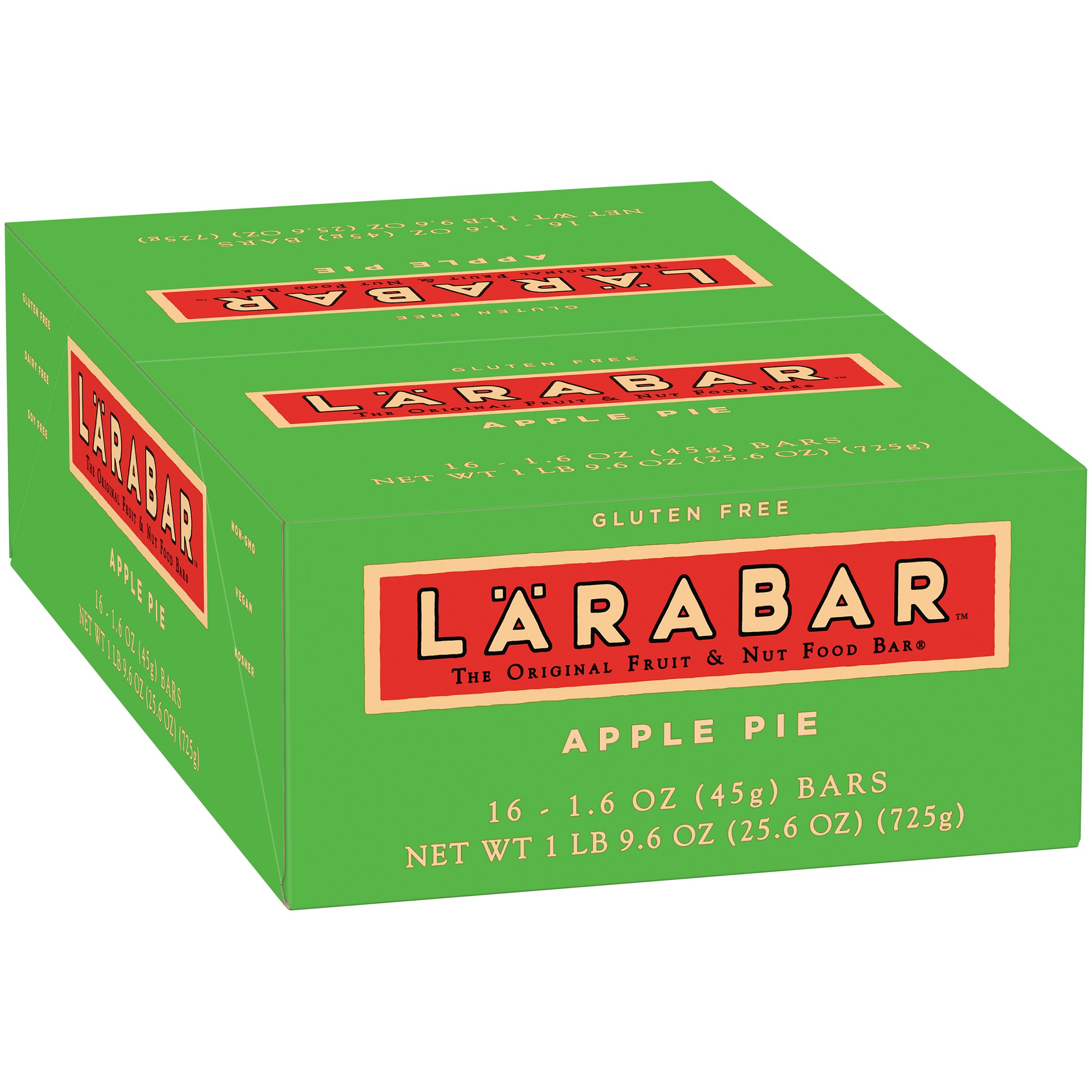 LaraBar Apple Pie Gluten-Free Snack Bars, 16 Pack (1.6 oz Each) - Healthy On-The-Go Energy Bars for Hiking, Work & School Lunch
