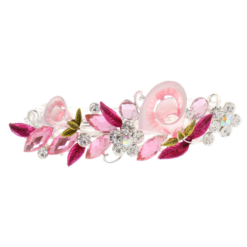 F Fityle French Barrette Hair Clip - Elegant Metal Hair Accessories for Women, Pink, 3.74 Inch - Perfect for Weddings, Parties & Everyday Styling