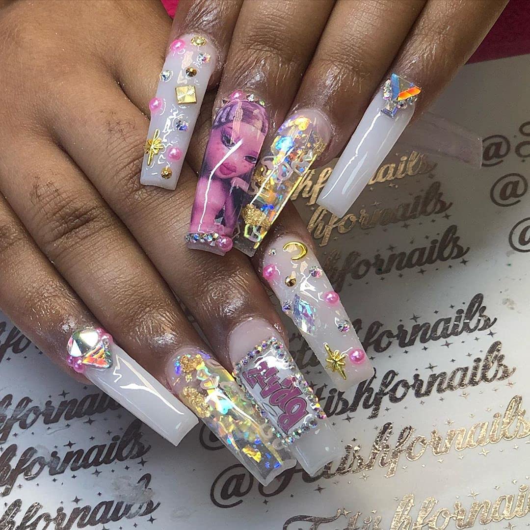 NAIL GANG Power Puff Dolls & Bratz Nail Decals - Barbie Inspired Nail Art Kit with Luna Cartoon Designs | DIY Water Slide Nail Wraps for Cosplay & Party Nail Decorations | Perfect for Halloween, Birthday Parties & Themed Events