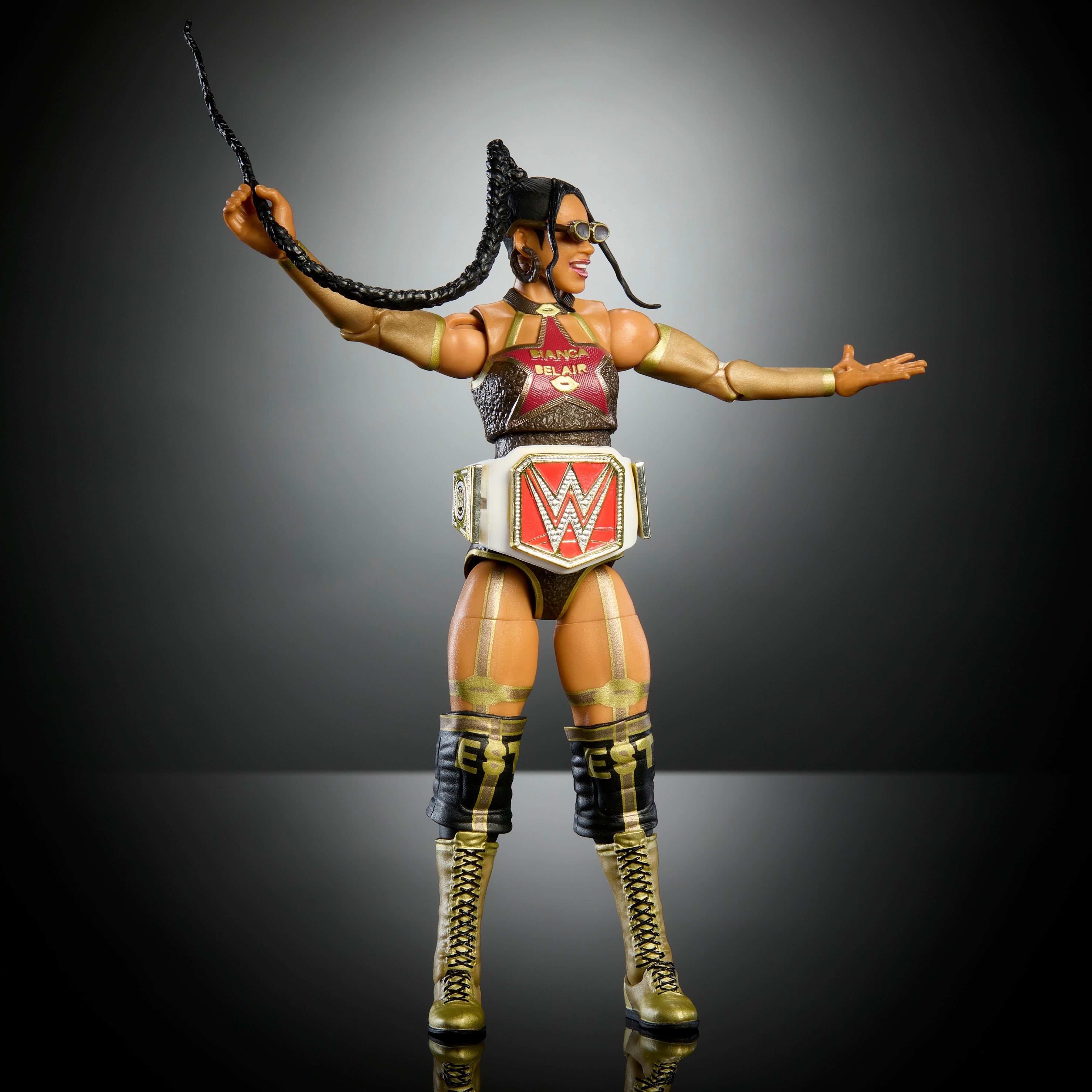 WWE WrestleMania Elite Series Bianca Belair Action Figure with Build-A-Figure (BAF) Part - Collectible Wrestling Toy for Fans & Display
