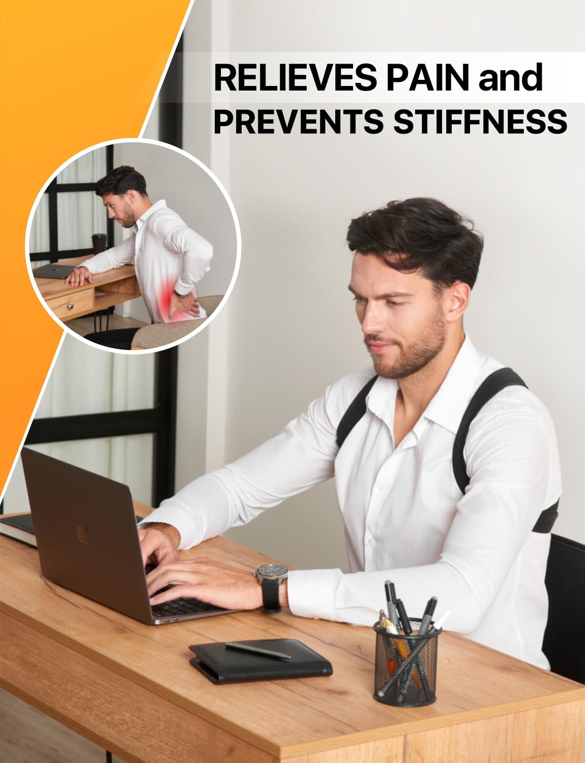 Adjustable Back Brace Posture Corrector for Women & Men (33-42 Inch) - Upper Back Support, Shoulder Straightener - Relieve Neck & Shoulder Pain - Perfect for Office Work, Driving & Daily Activities