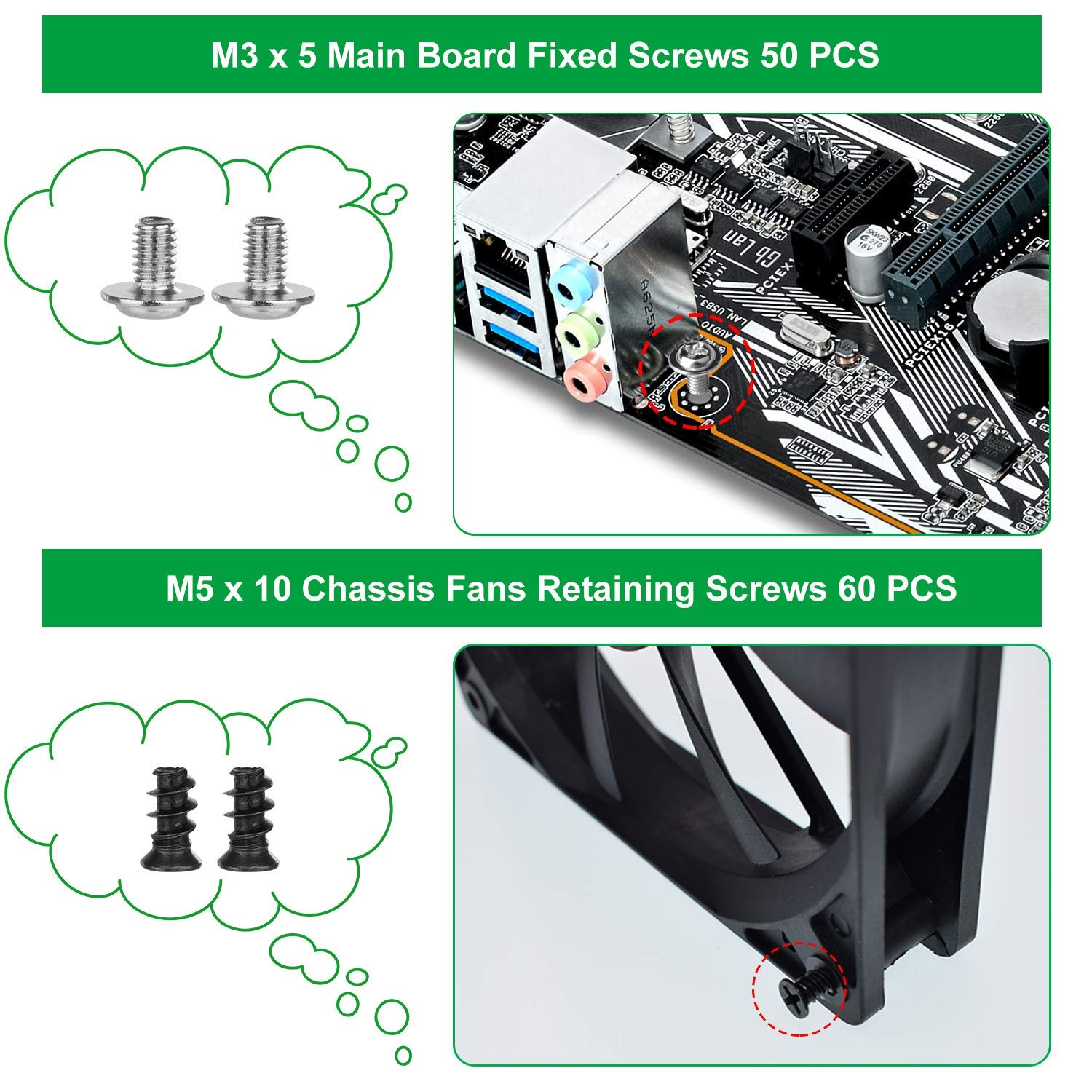 510 Pcs Computer Screw Set - #6-32 Male to M3 Female Standoffs Kit for PC Case, Motherboard, HDD, SSD & CD-ROM Installation - Perfect for Computer Building, Repair and Hardware Upgrades