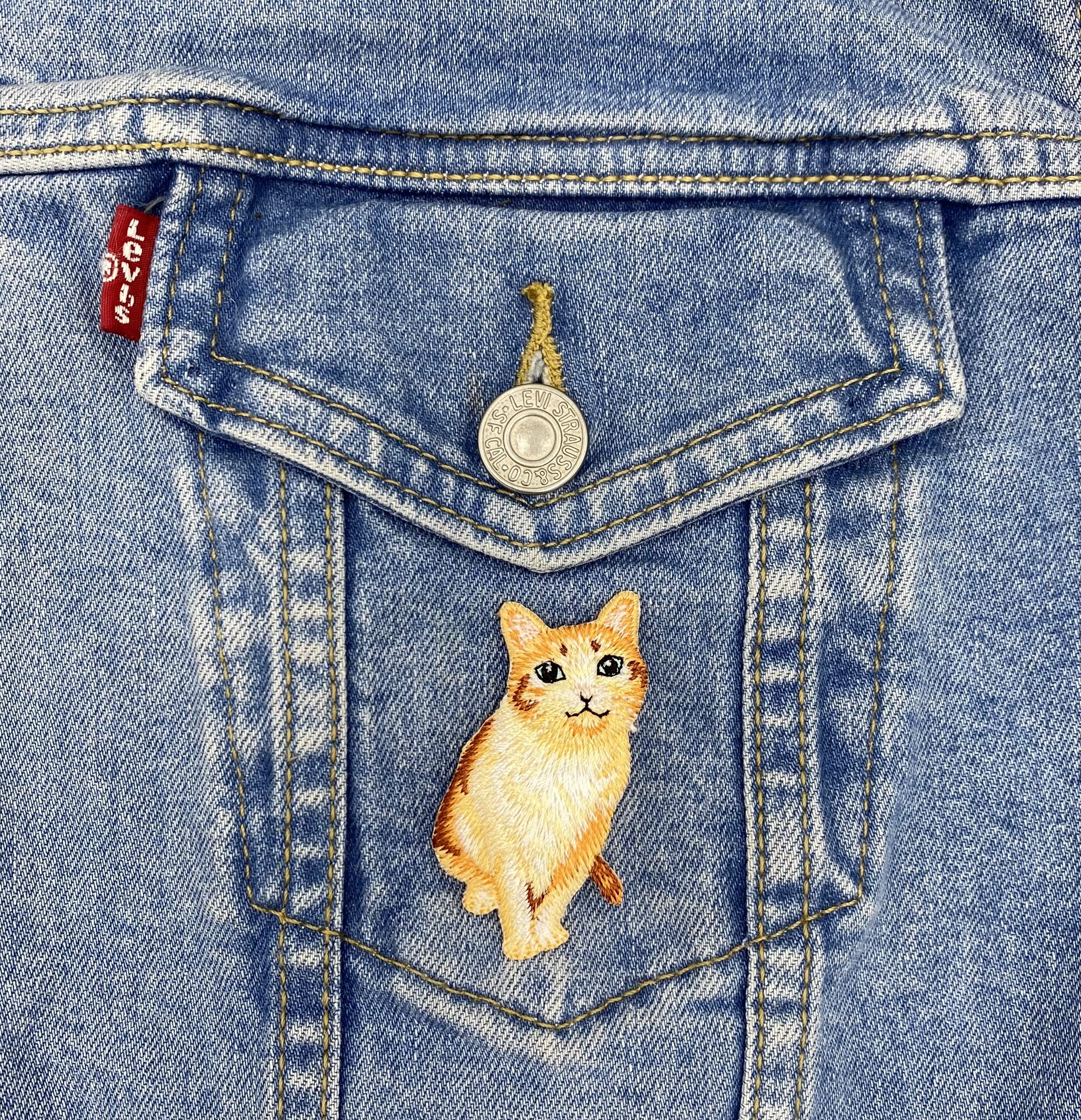 Realistic Orange Tabby Cat Embroidered Iron-On Patch for Pets & Clothing - Perfect for DIY Crafts, Jackets, Backpacks & Costume Accessories