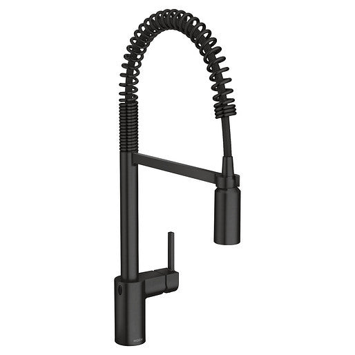 Moen Align MotionSense Wave Pre-Rinse Kitchen Faucet with Spring Pulldown Spray - Matte Black 5923EWBL | Hands-Free High-Arc Commercial Style Faucet for Restaurants & Home Kitchens