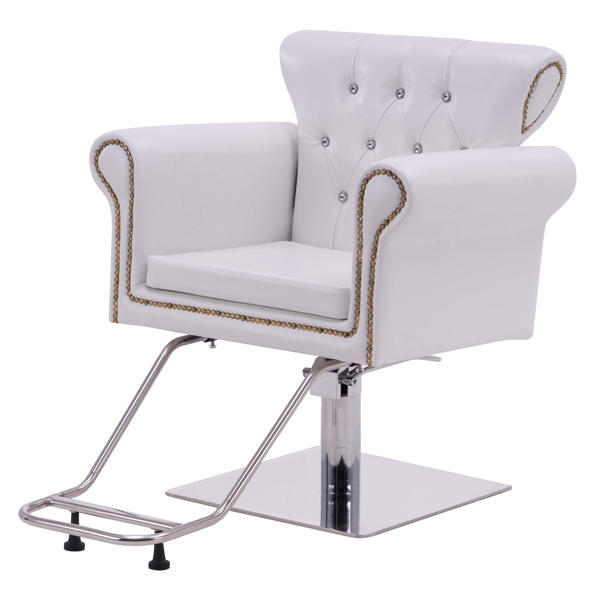 BarberPub Classic Hydraulic Barber Chair - Antique Styling Salon Chair for Hair Stylists & Beauty Professionals | White 8899 | Perfect for Barber Shops, Salons & Spa Equipment