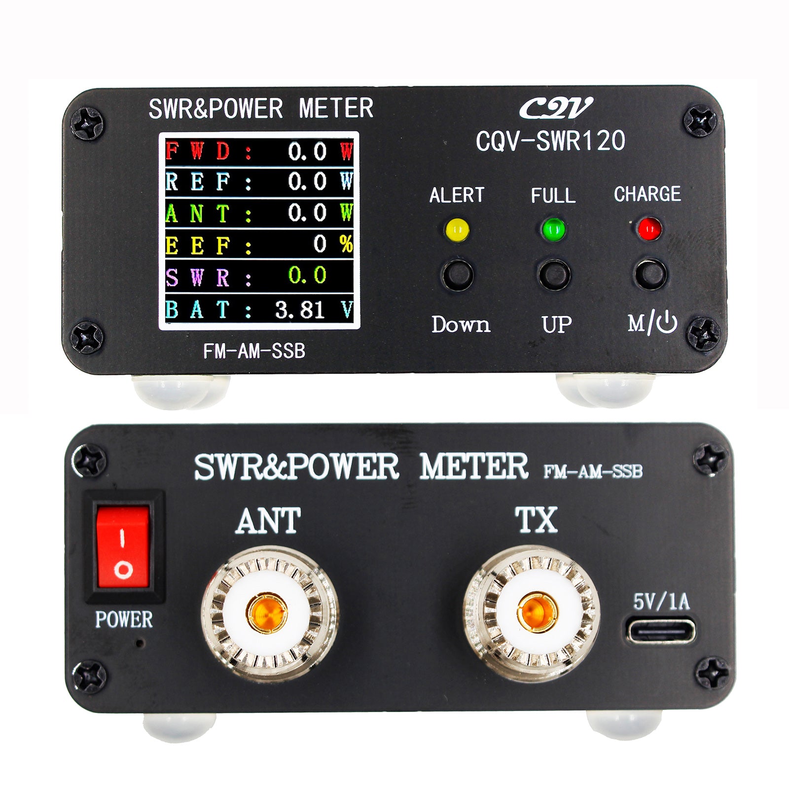 1.8MHz-54MHz Standing Wave Meter with 240x240 Full Color LCD Display - RF Power Meter for Ham Radio, Antenna Testing & SWR Measurement