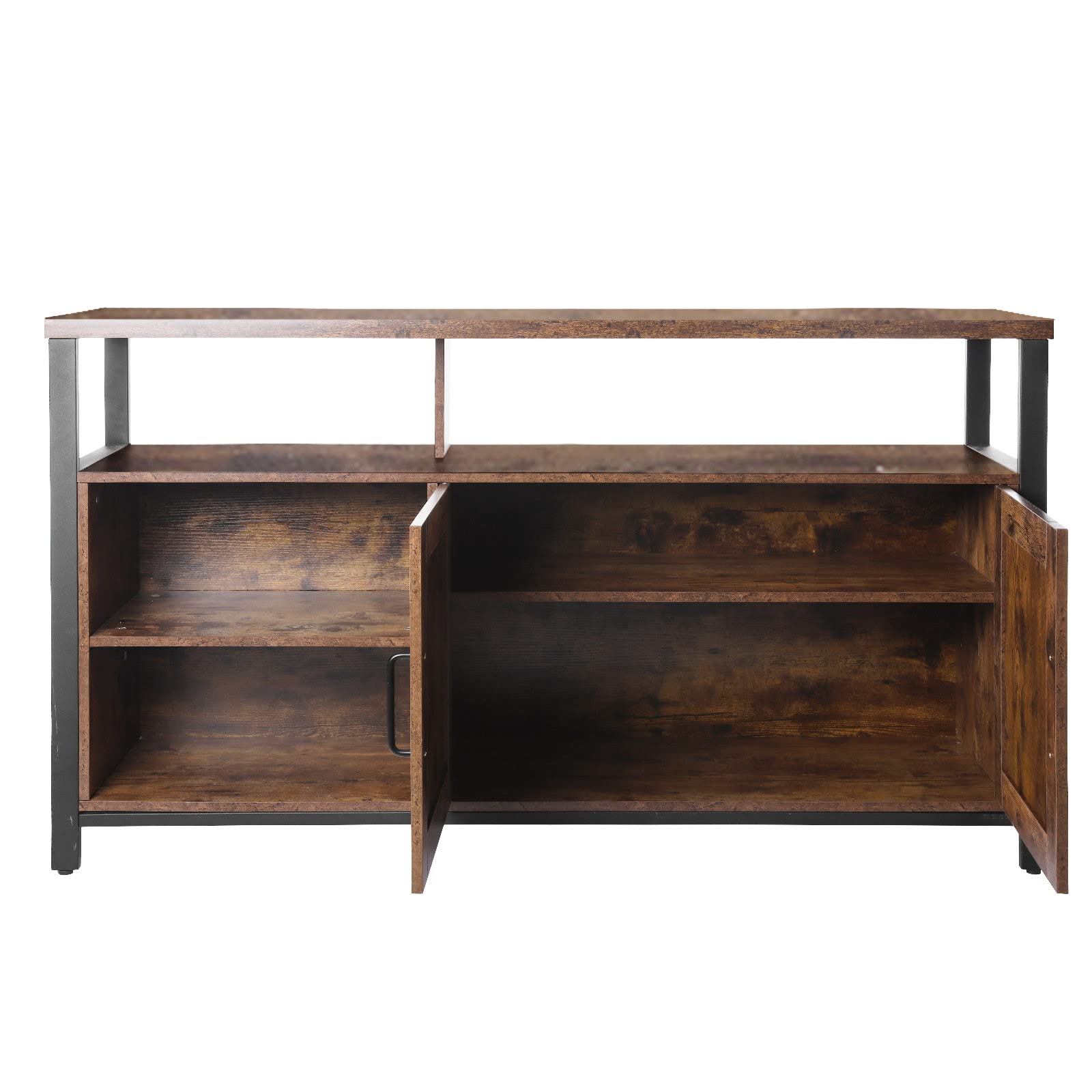 Daygeve 58 Inch Entertainment Center TV Stand with 3 Open Cubby & 2 Doors, Grey Massage Tub Style for Living Room - Perfect for Home Theater Setup, Living Room Storage, and Modern Home Decor