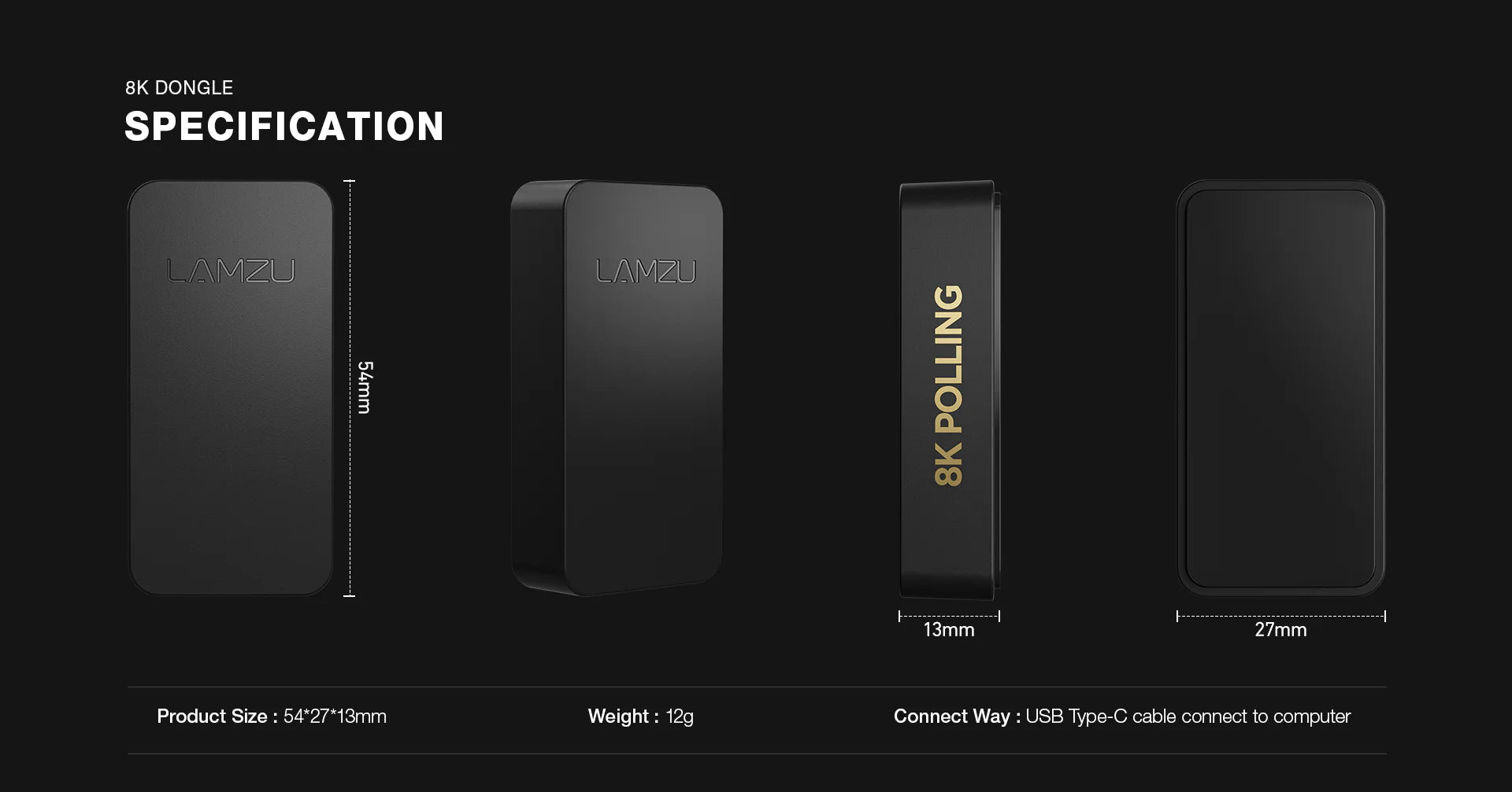 Lamzu 8K Wireless Gaming Dongle - High Performance USB Receiver for 8000Hz Polling Rate | Perfect for Esports, Competitive Gaming & Low Latency PC Gaming